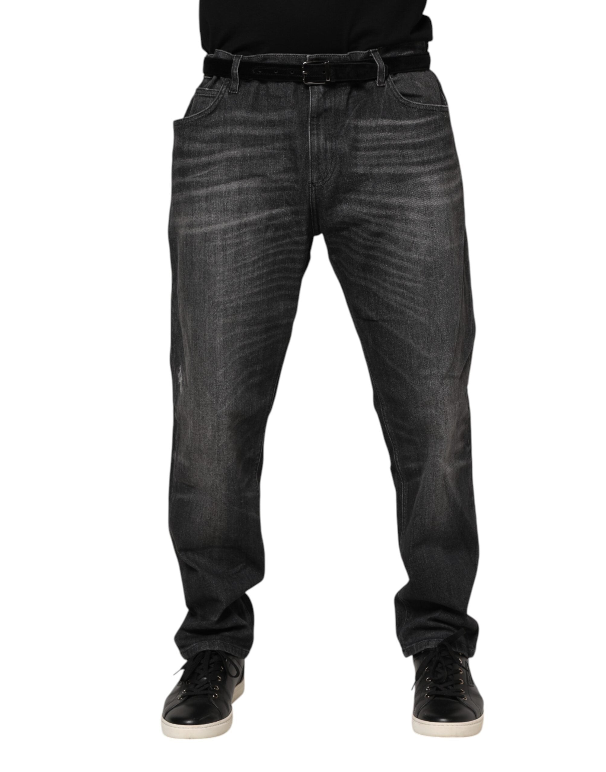 Dolce & Gabbana Grey Washed Cotton Loose Denim Jeans-2