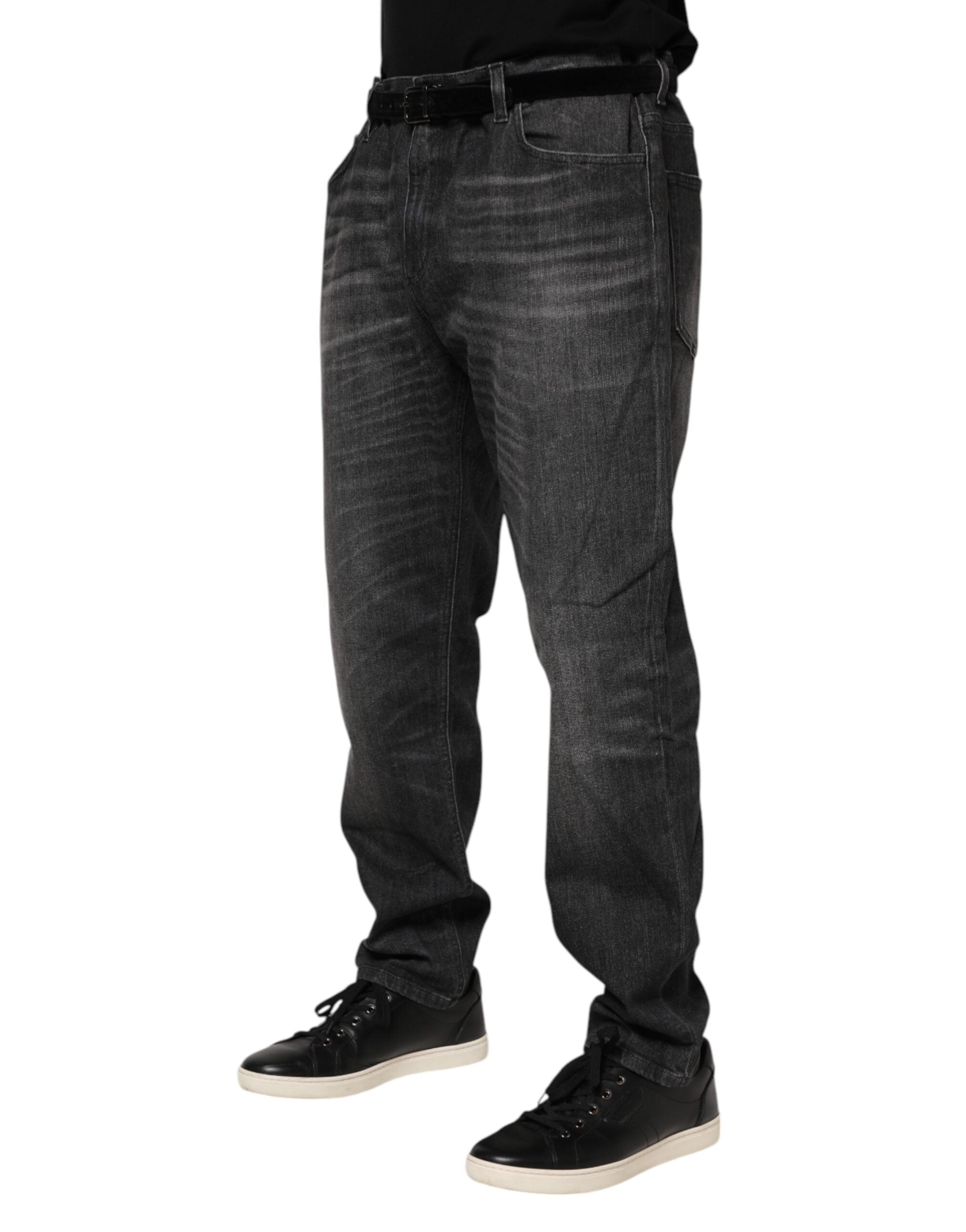 Dolce & Gabbana Grey Washed Cotton Loose Denim Jeans-3