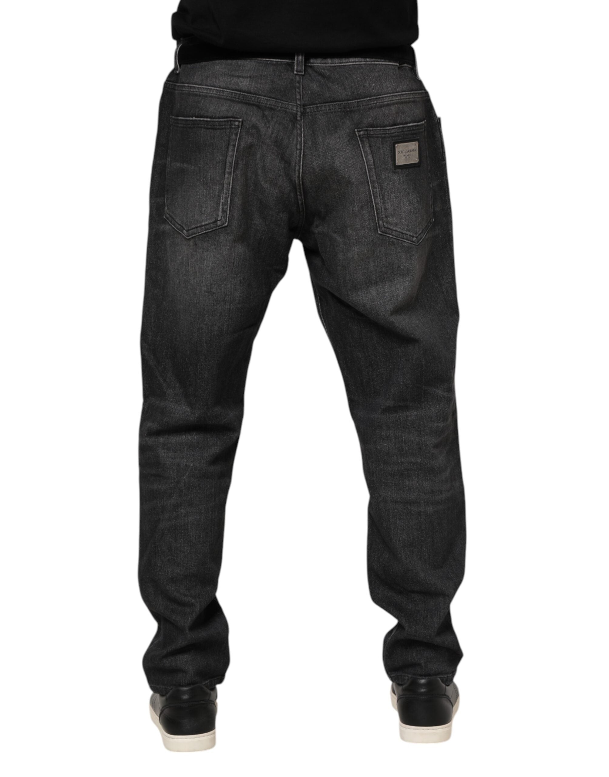 Dolce & Gabbana Grey Washed Cotton Loose Denim Jeans-4