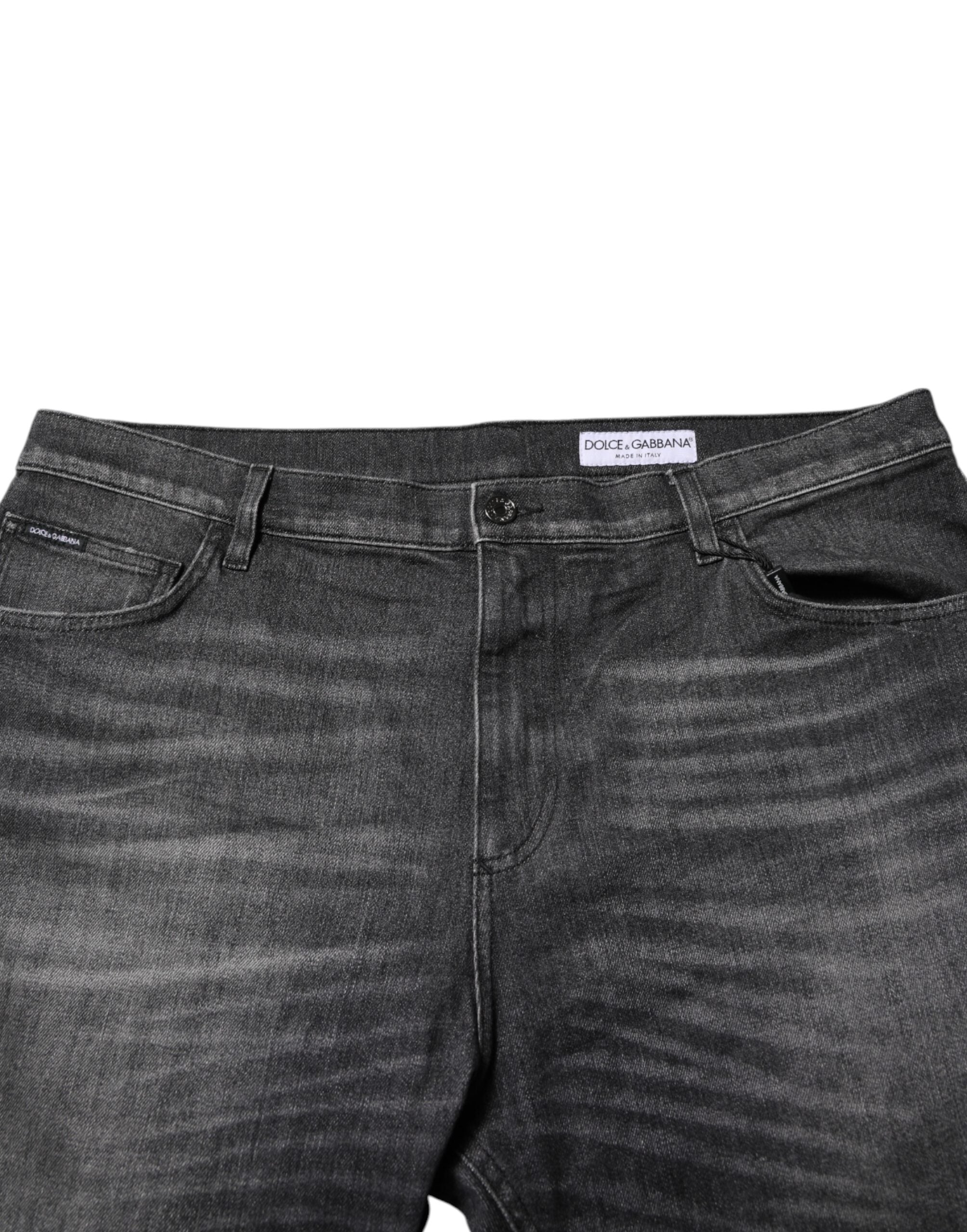 Dolce & Gabbana Grey Washed Cotton Loose Denim Jeans-5