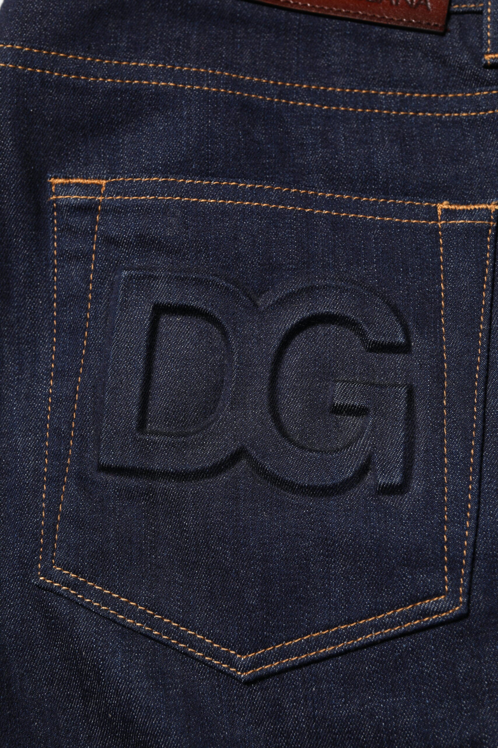 Dolce & Gabbana Dark Blue Cotton Logo Slim Fit Men's Denim Jeans-6