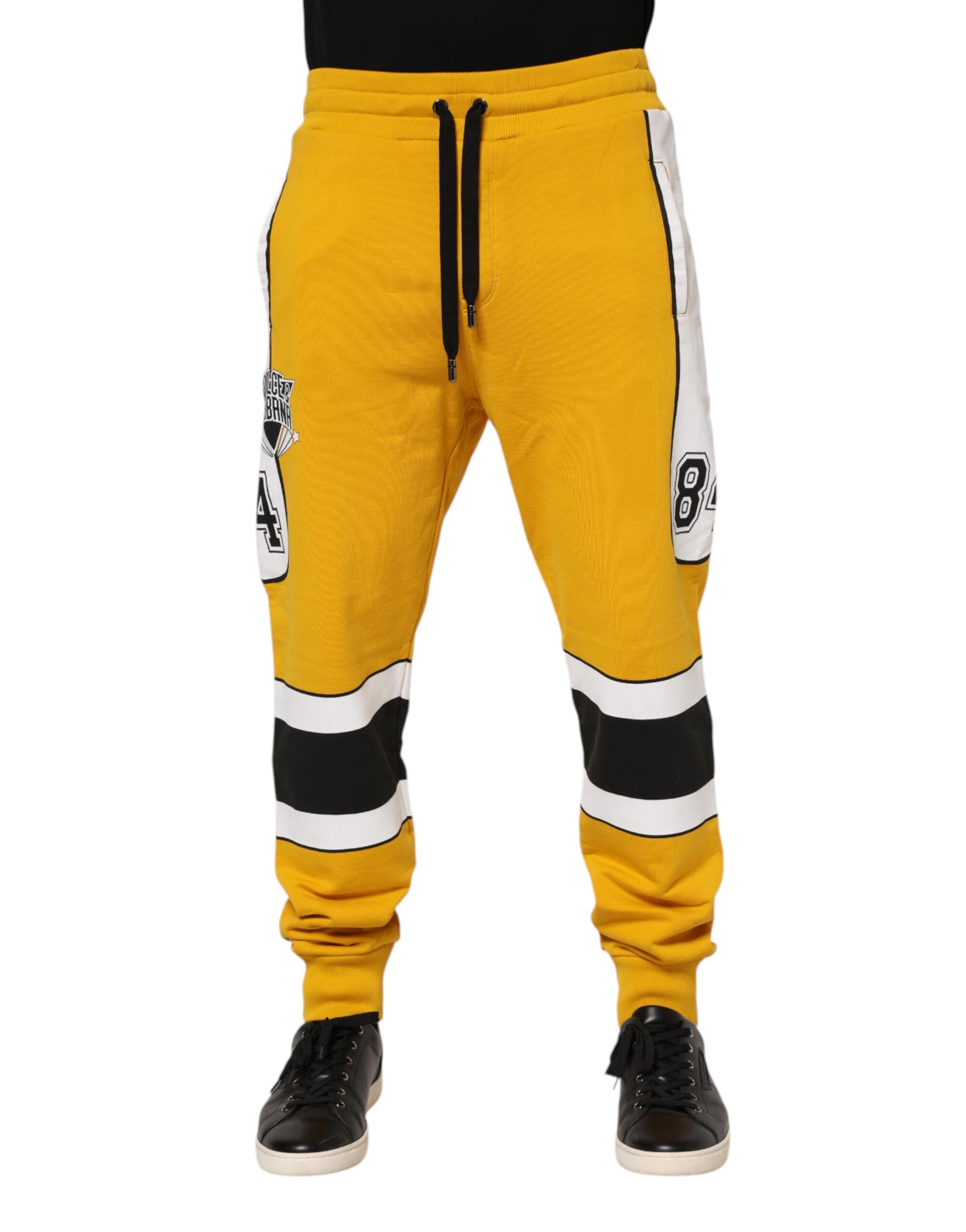 Dolce & Gabbana yellow cotton jogging pants with drawstring