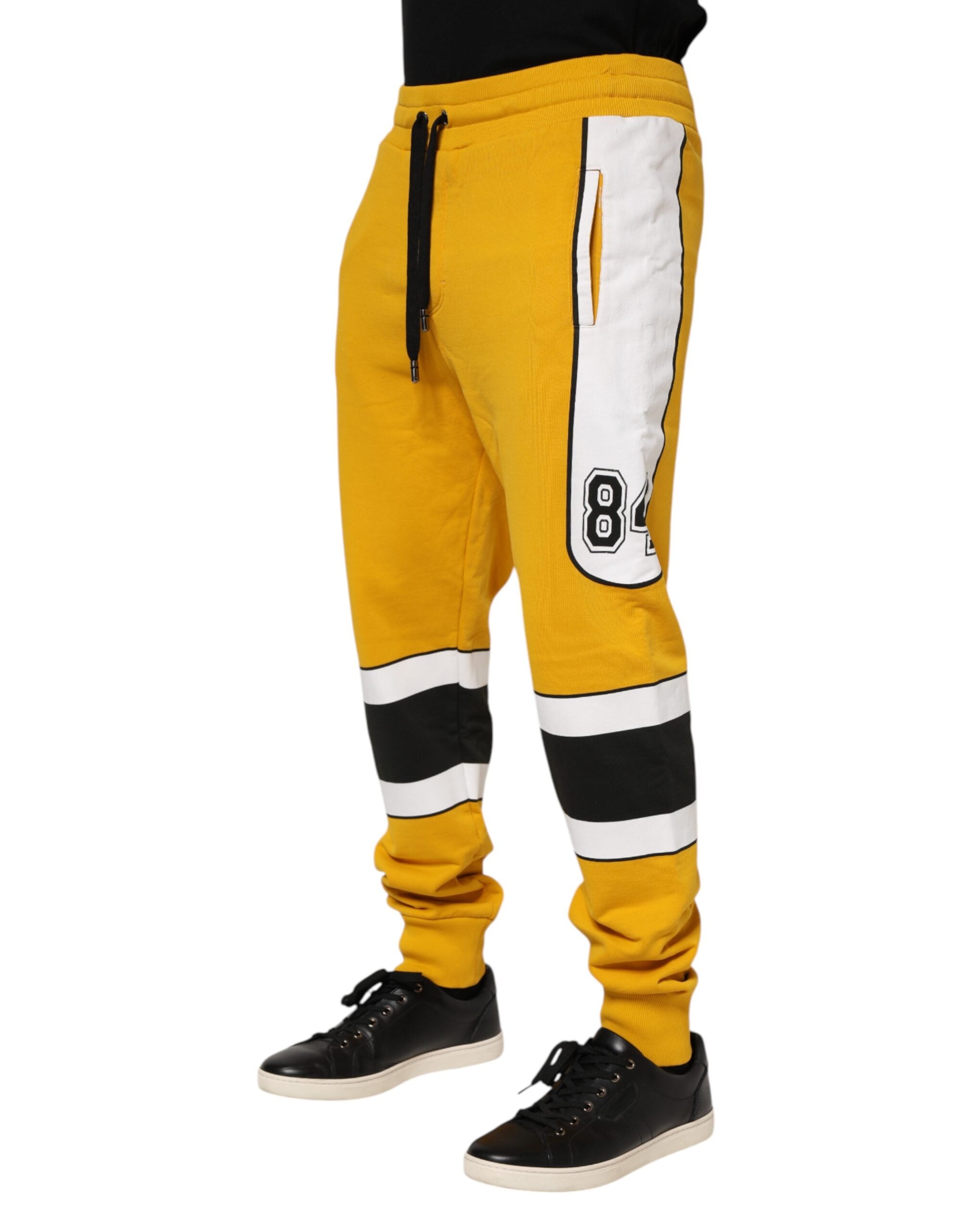 Dolce & Gabbana yellow cotton jogging pants with drawstring-3