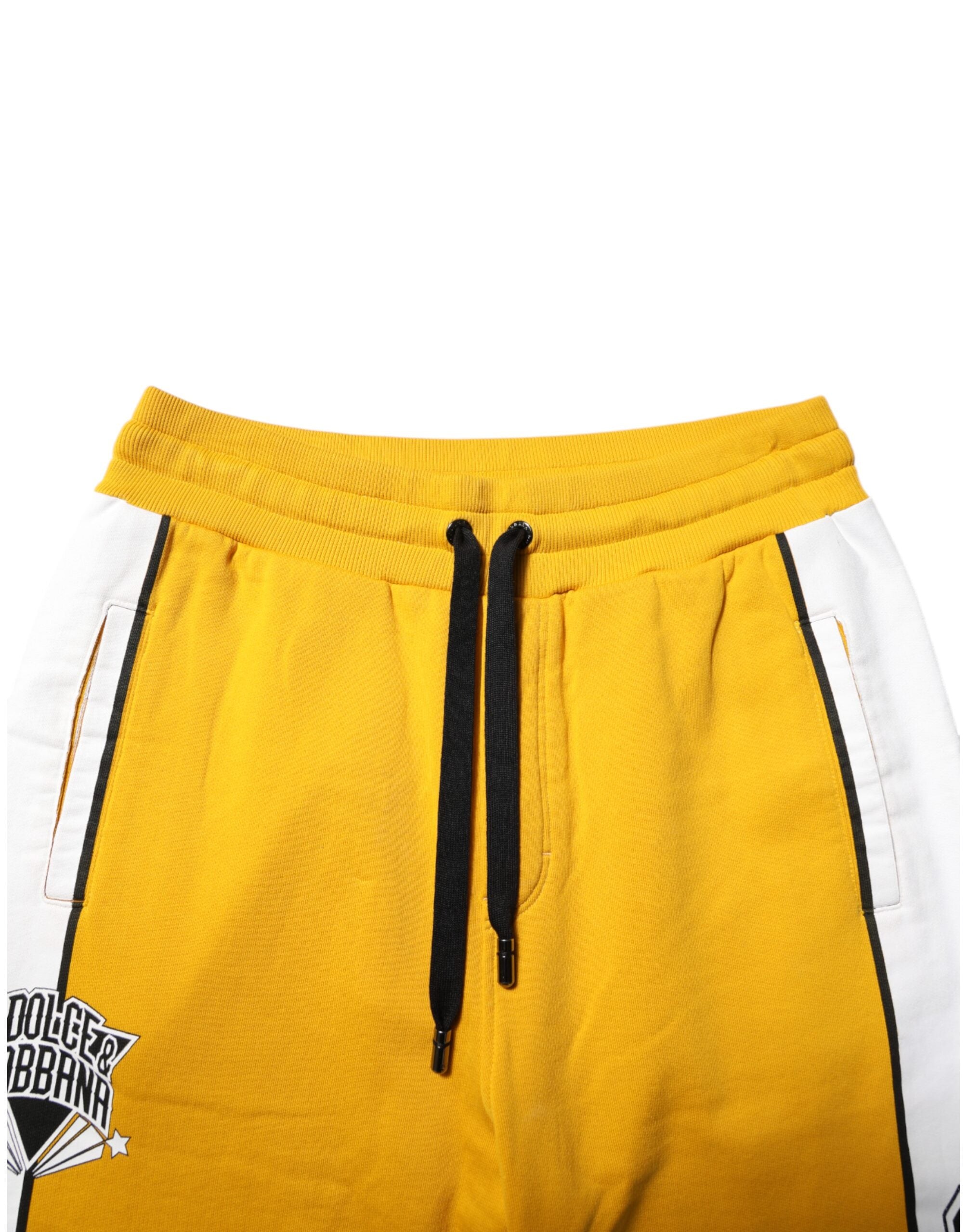 Dolce & Gabbana Yellow Print Cotton Jogging Pants with Drawstring-5