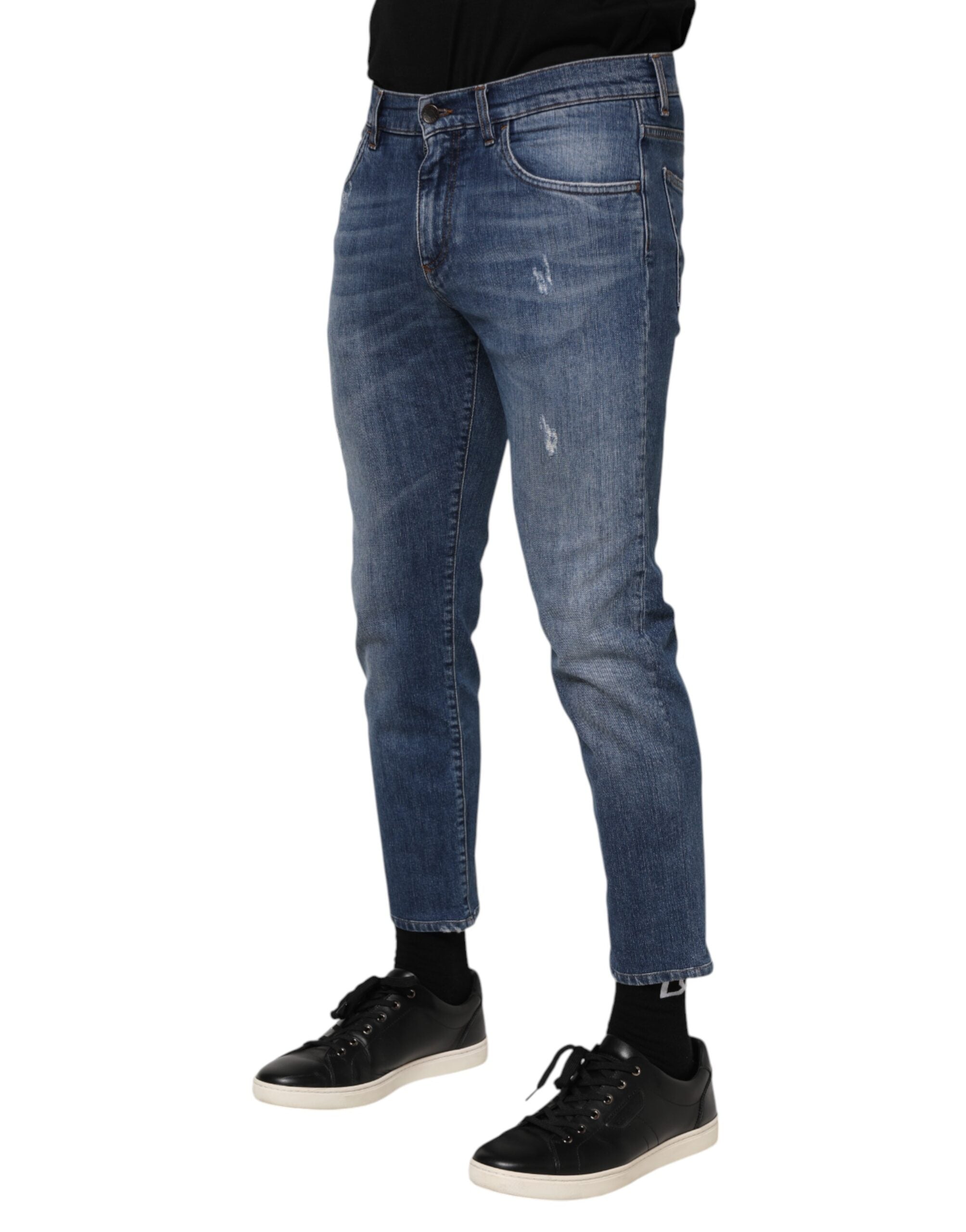 Dolce & Gabbana blue denim jeans with logo plaque, made of cotton-3