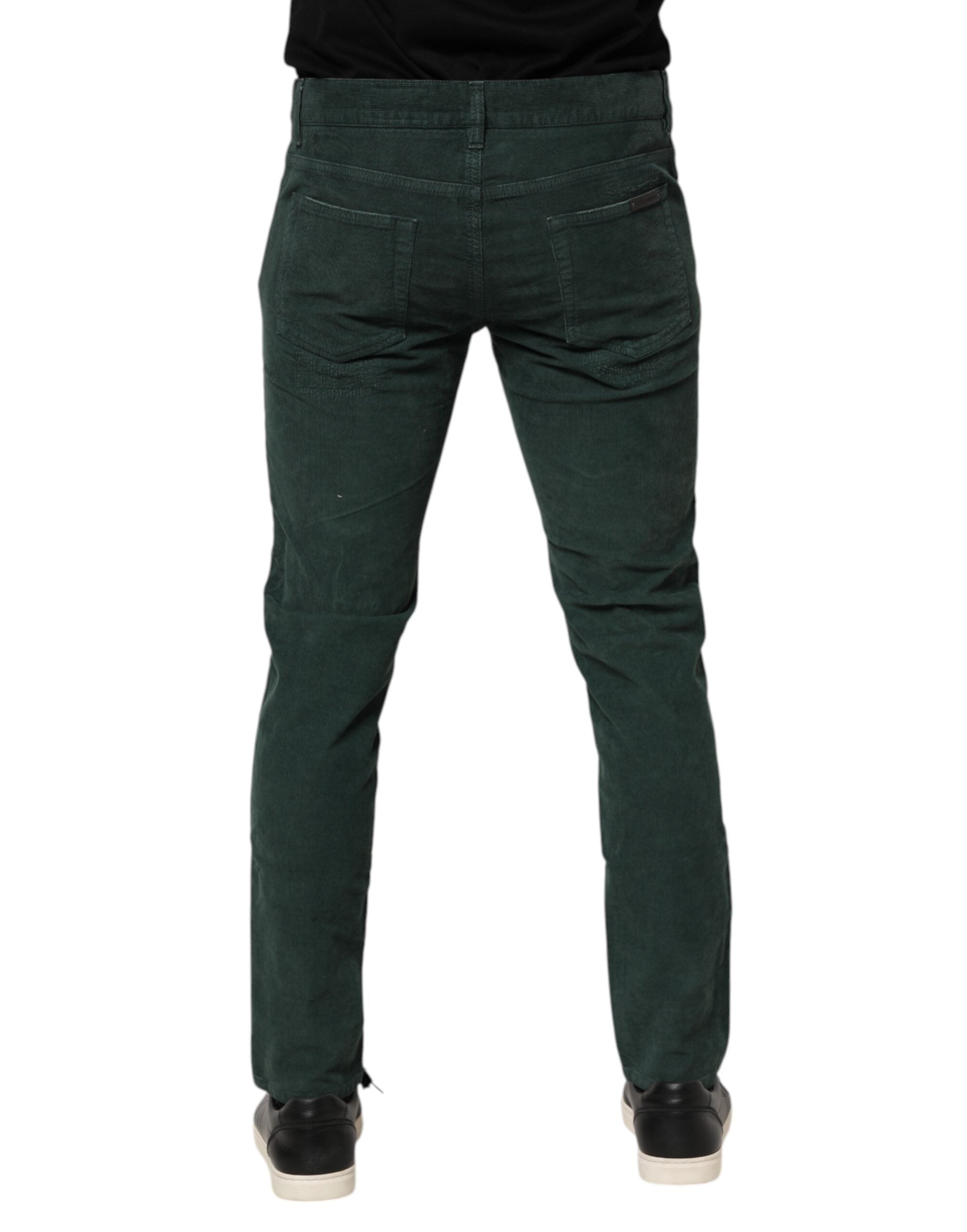 Dolce & Gabbana Green Skinny Trousers in Cotton Corduroy-4