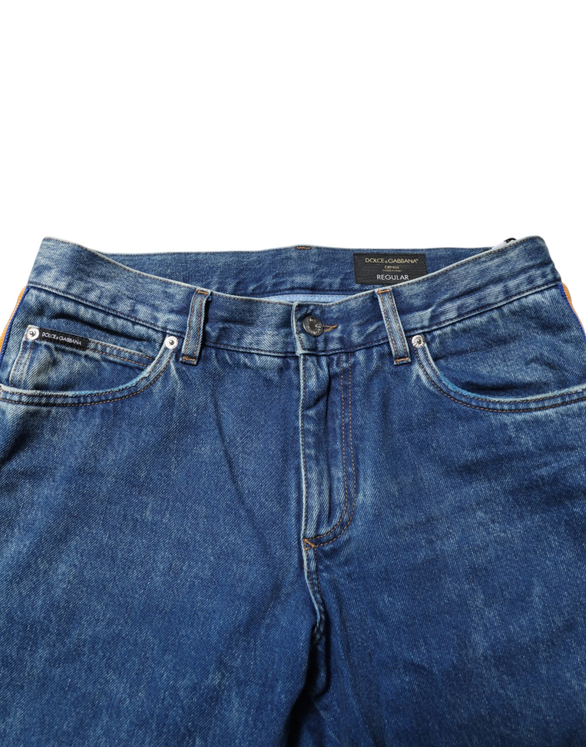 Dolce & Gabbana blue denim jeans with logo plaque, made of cotton-5