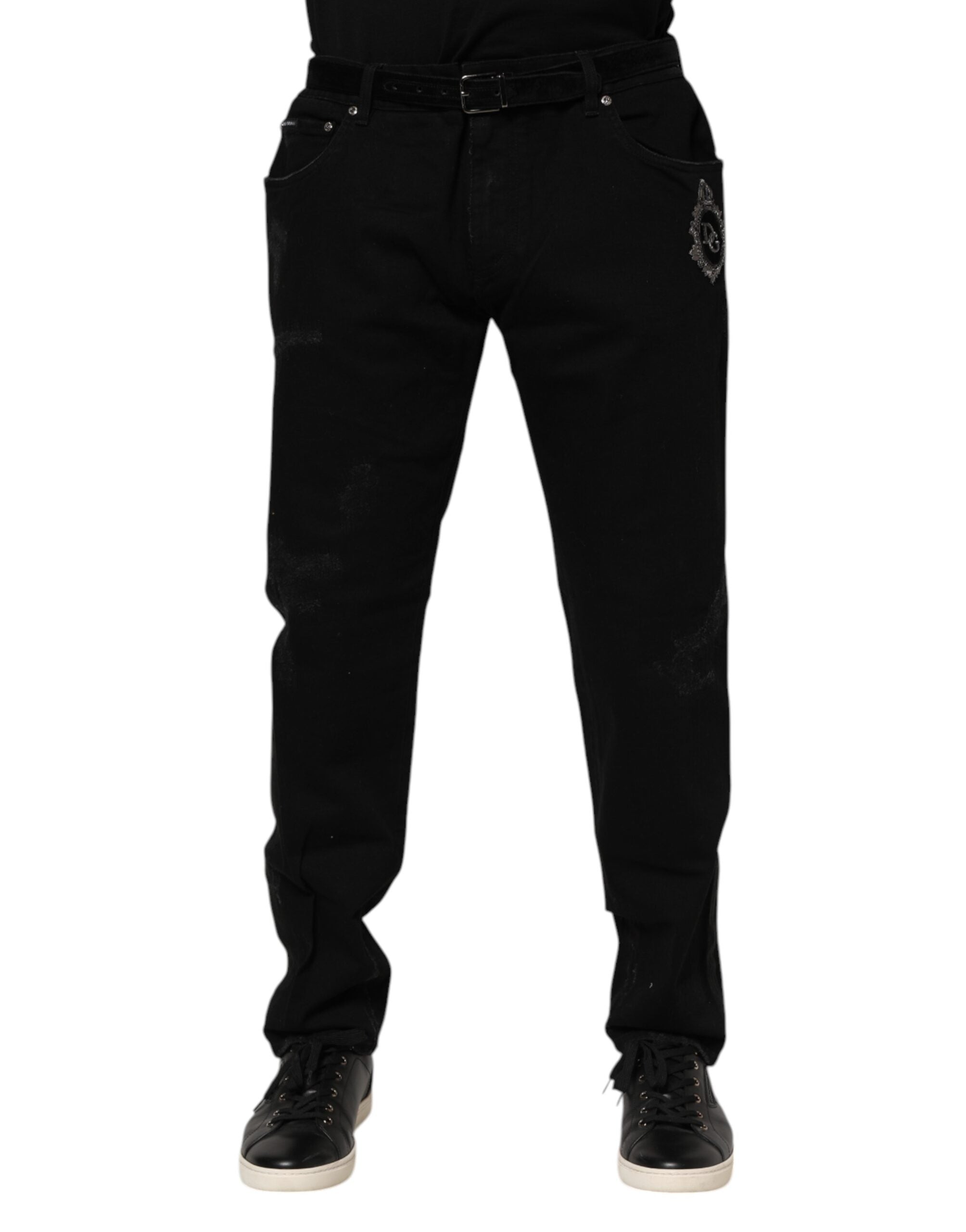 Vaqueros ajustados de algodón negro de Dolce & Gabbana para hombre-1