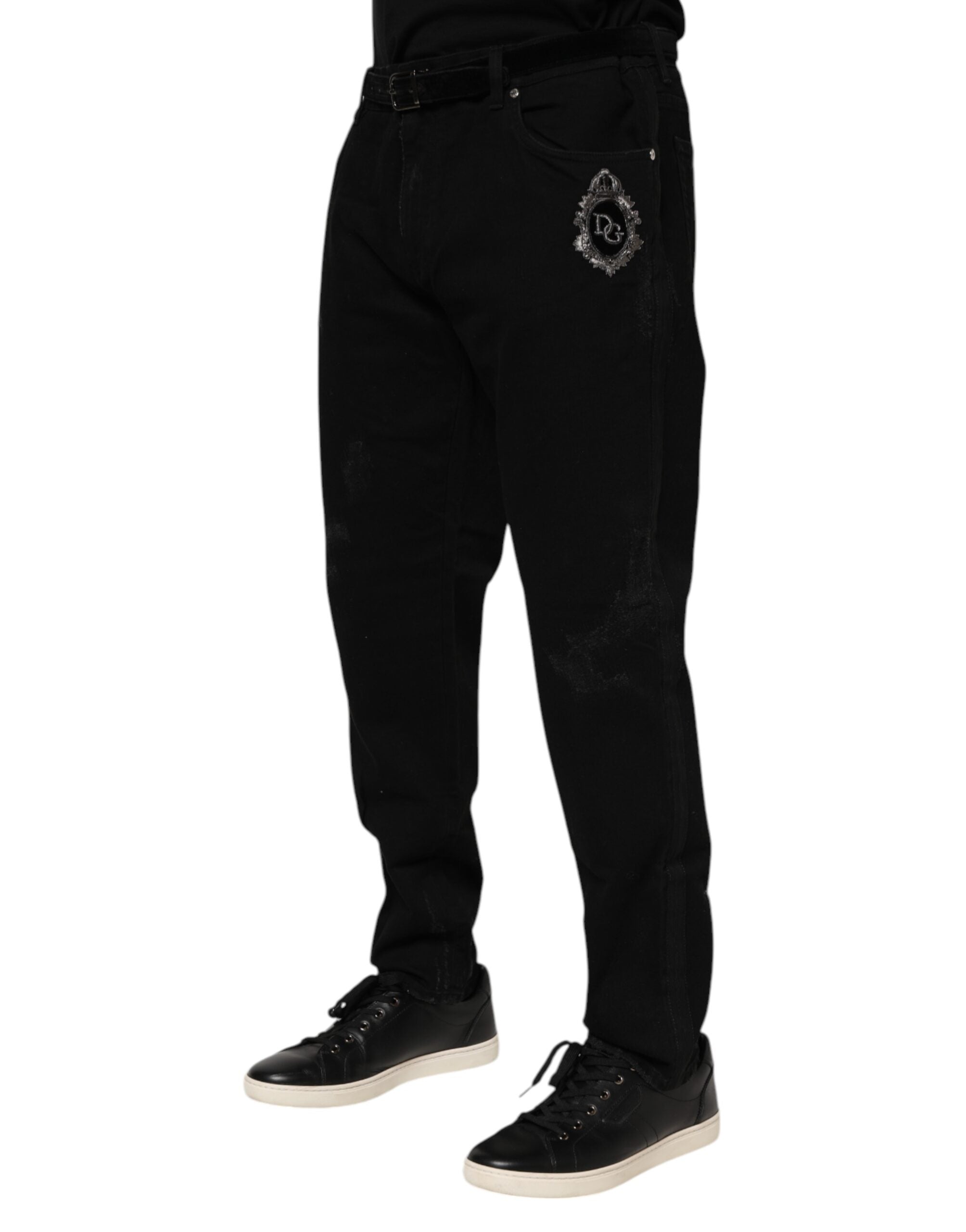 Vaqueros ajustados de algodón negro de Dolce & Gabbana para hombre-3