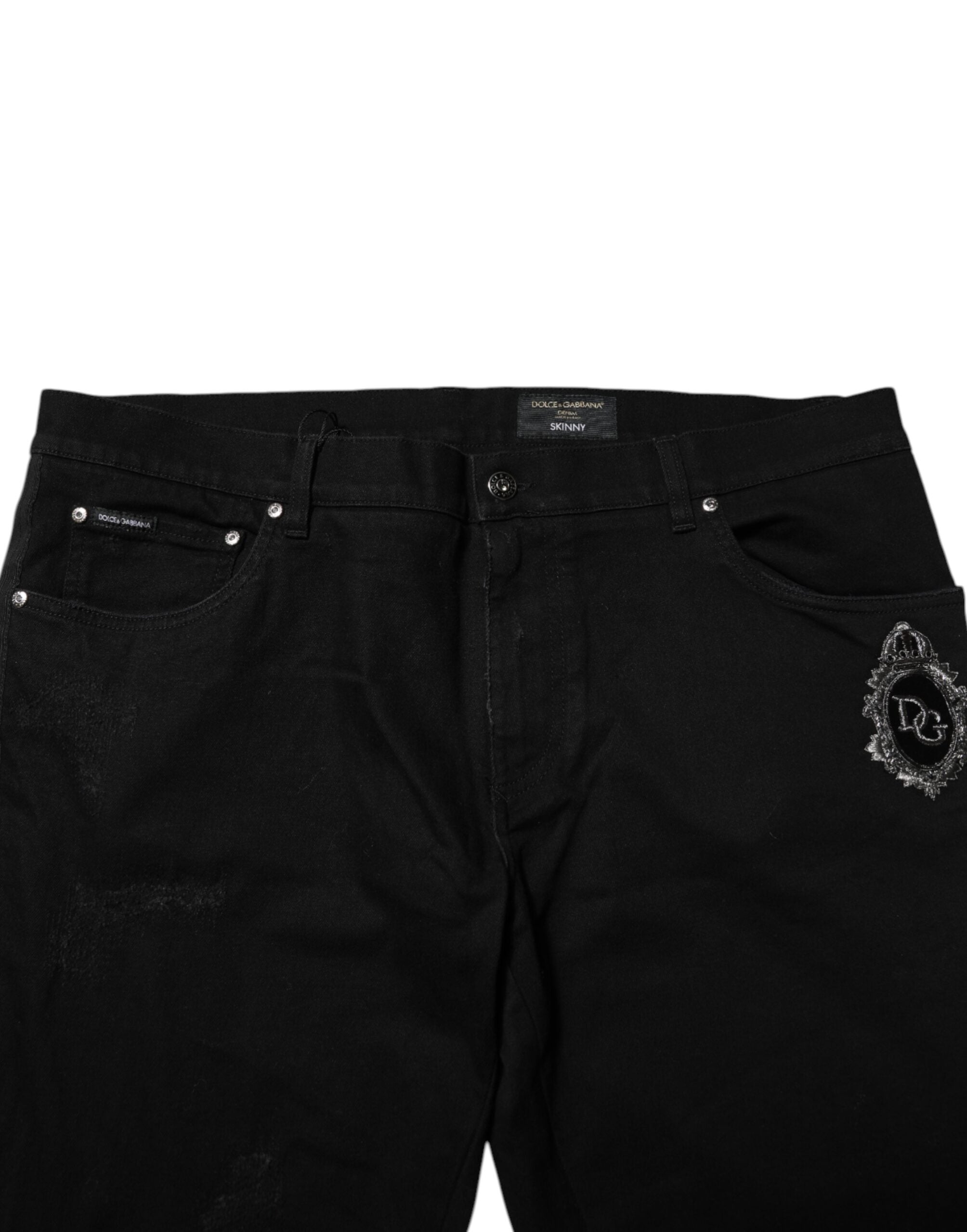 Vaqueros ajustados de algodón negro de Dolce & Gabbana para hombre-5