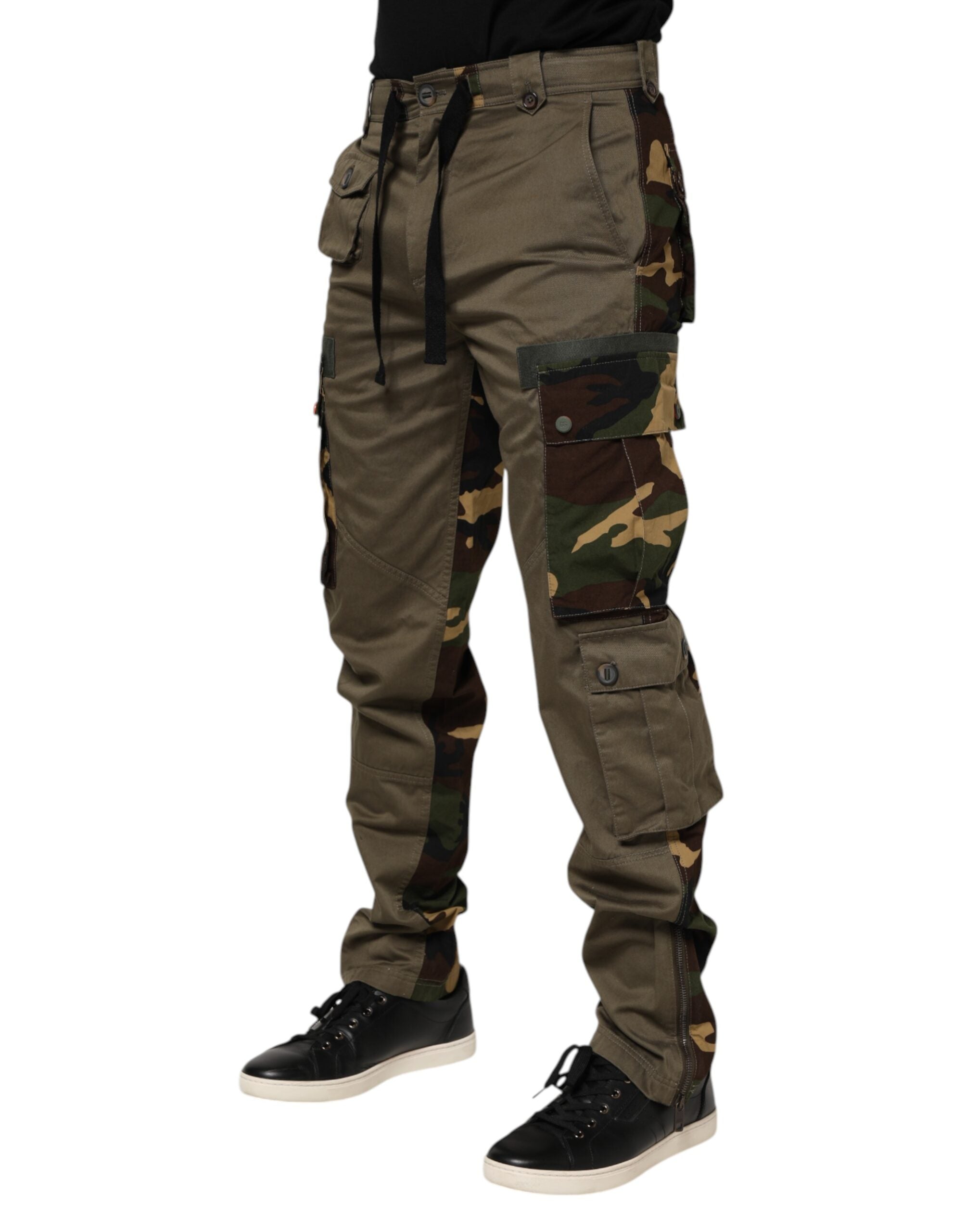 Pantalones cargo de algodón marrón con estampado de camuflaje de Dolce & Gabbana-3