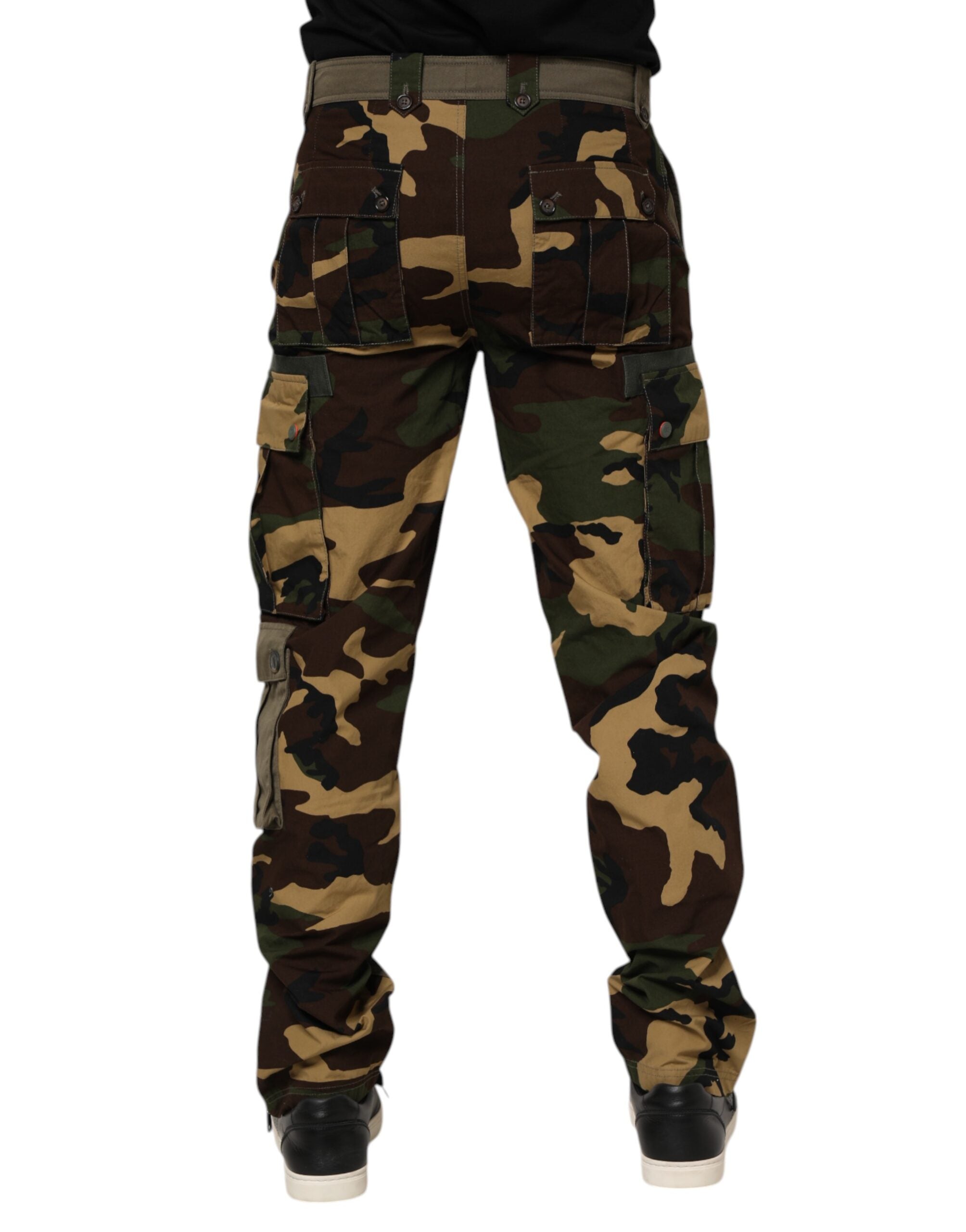 Pantalones cargo de algodón marrón con estampado de camuflaje de Dolce & Gabbana-4