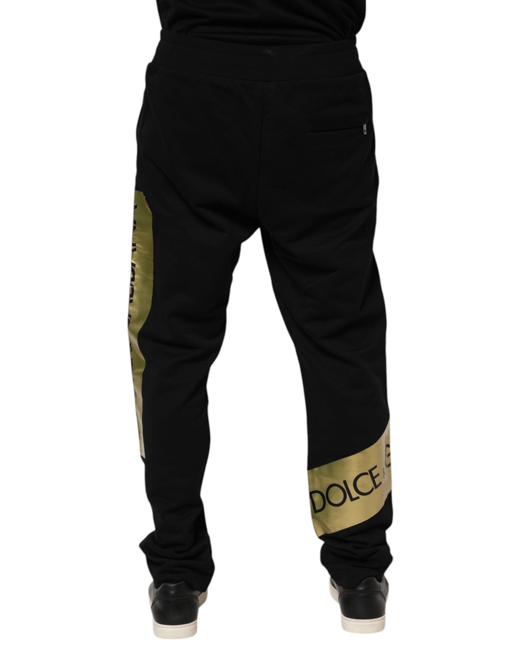 Dolce & Gabbana Black Cotton Logo Tape Men's Joggers-4