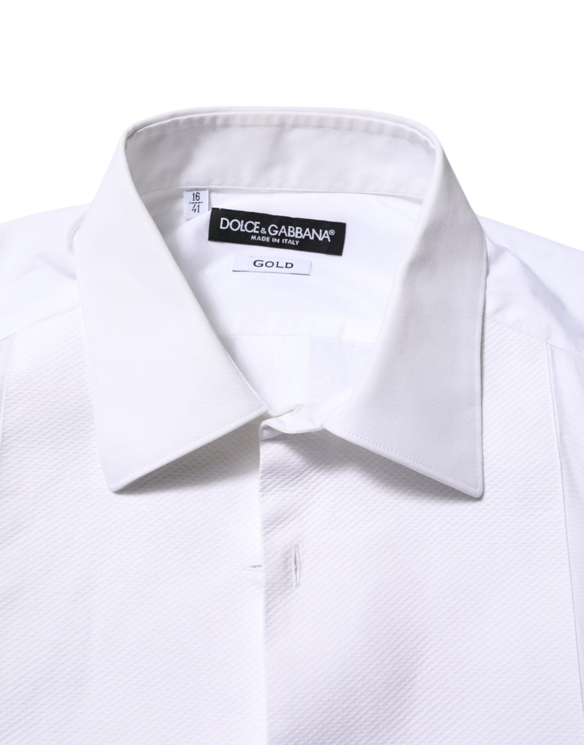 Dolce & Gabbana White Bib Cotton Poplin GOLD Formal Shirt-5