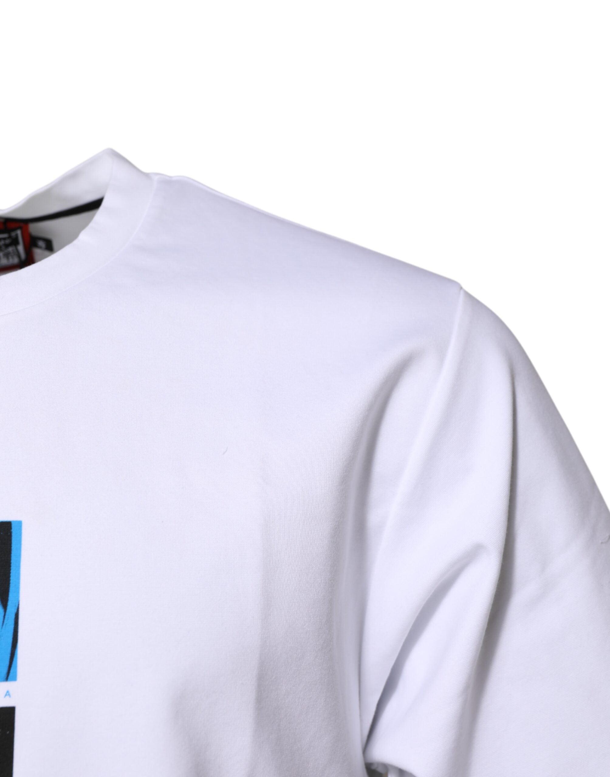 Camiseta blanca de algodón con cuello redondo y estampado gráfico de Dolce & Gabbana-3
