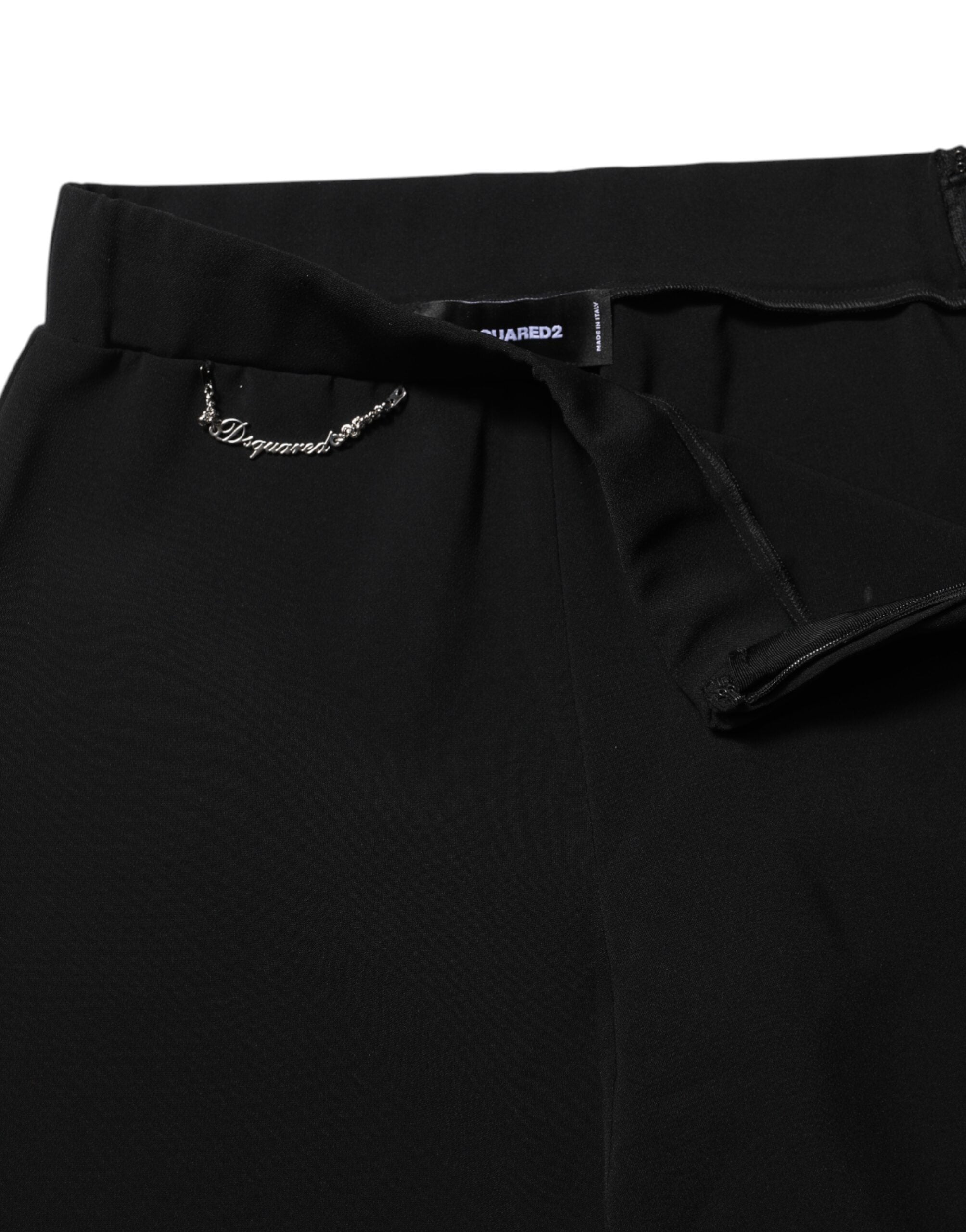 Dsquared² Black high-waisted flared trousers made of polyester-4