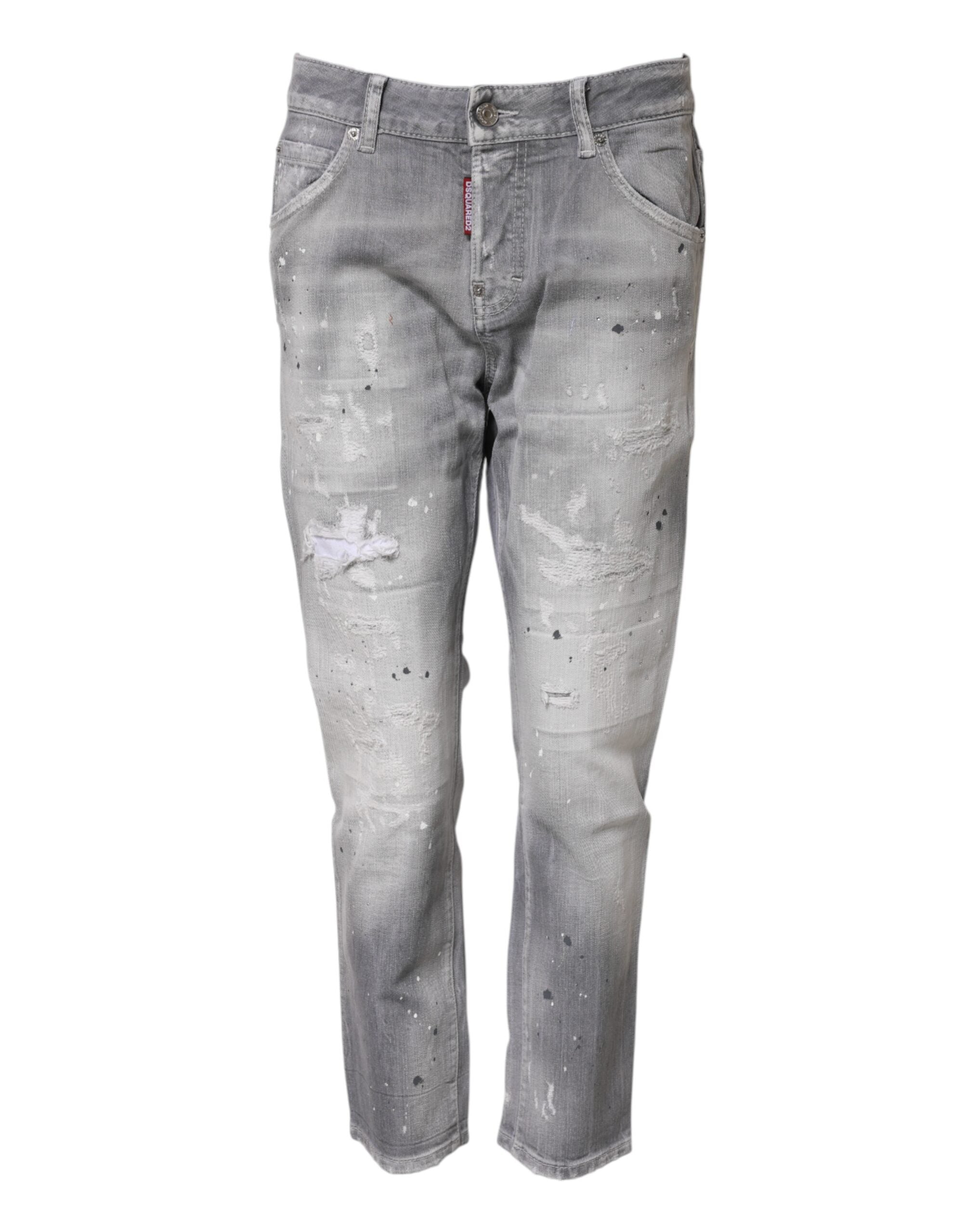 Dsquared² Grey faded jeans with a mid-waisted, tapered leg