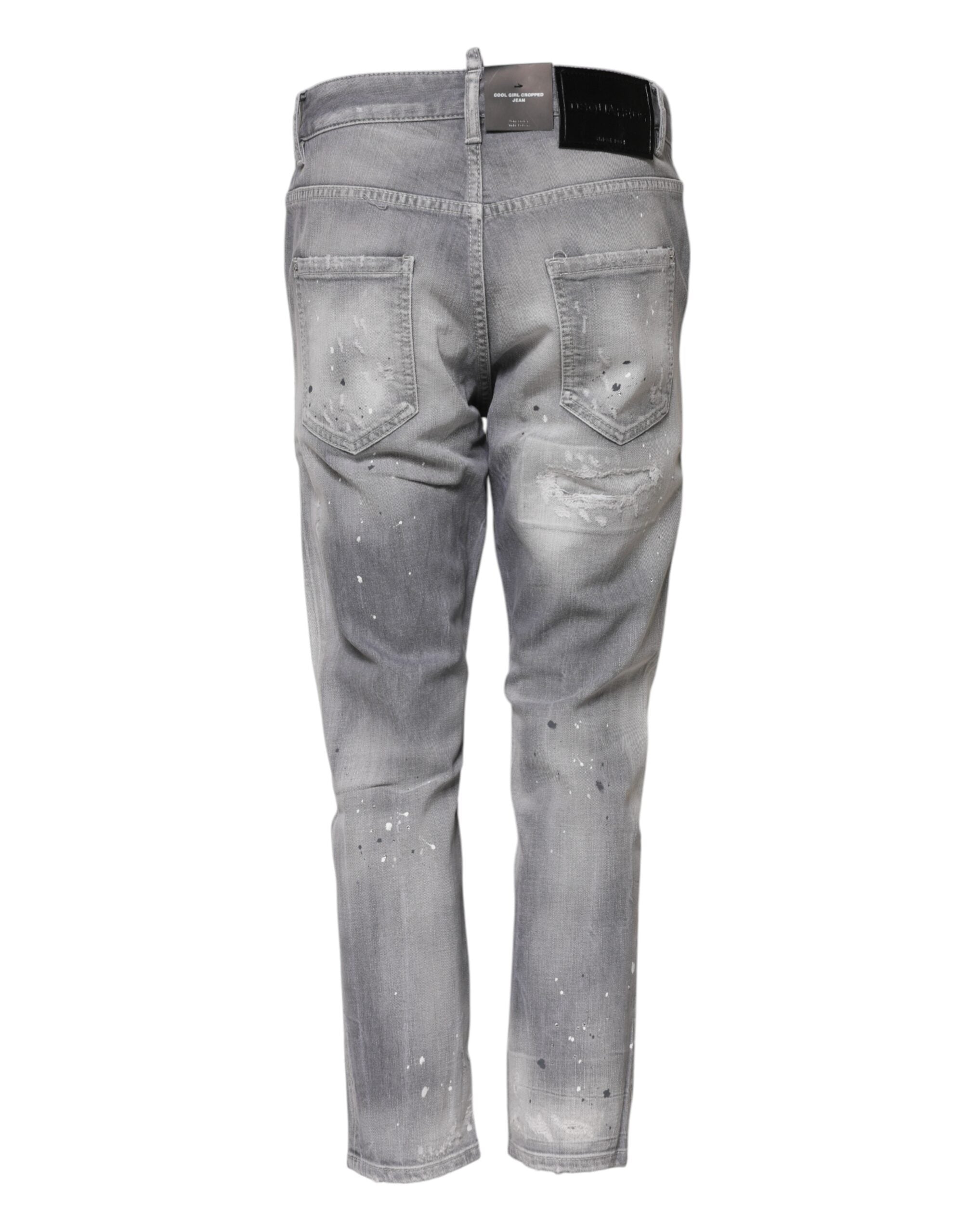 Vaqueros grises descoloridos de Dsquared² con pernera cónica y cintura media-3