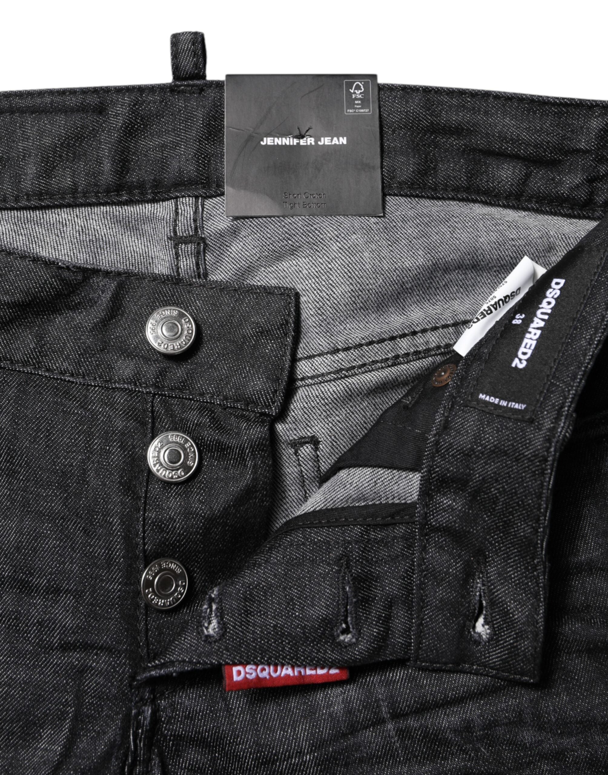 Dsquared² Black Skinny Denim Jeans in Cotton with a Low Waist-4
