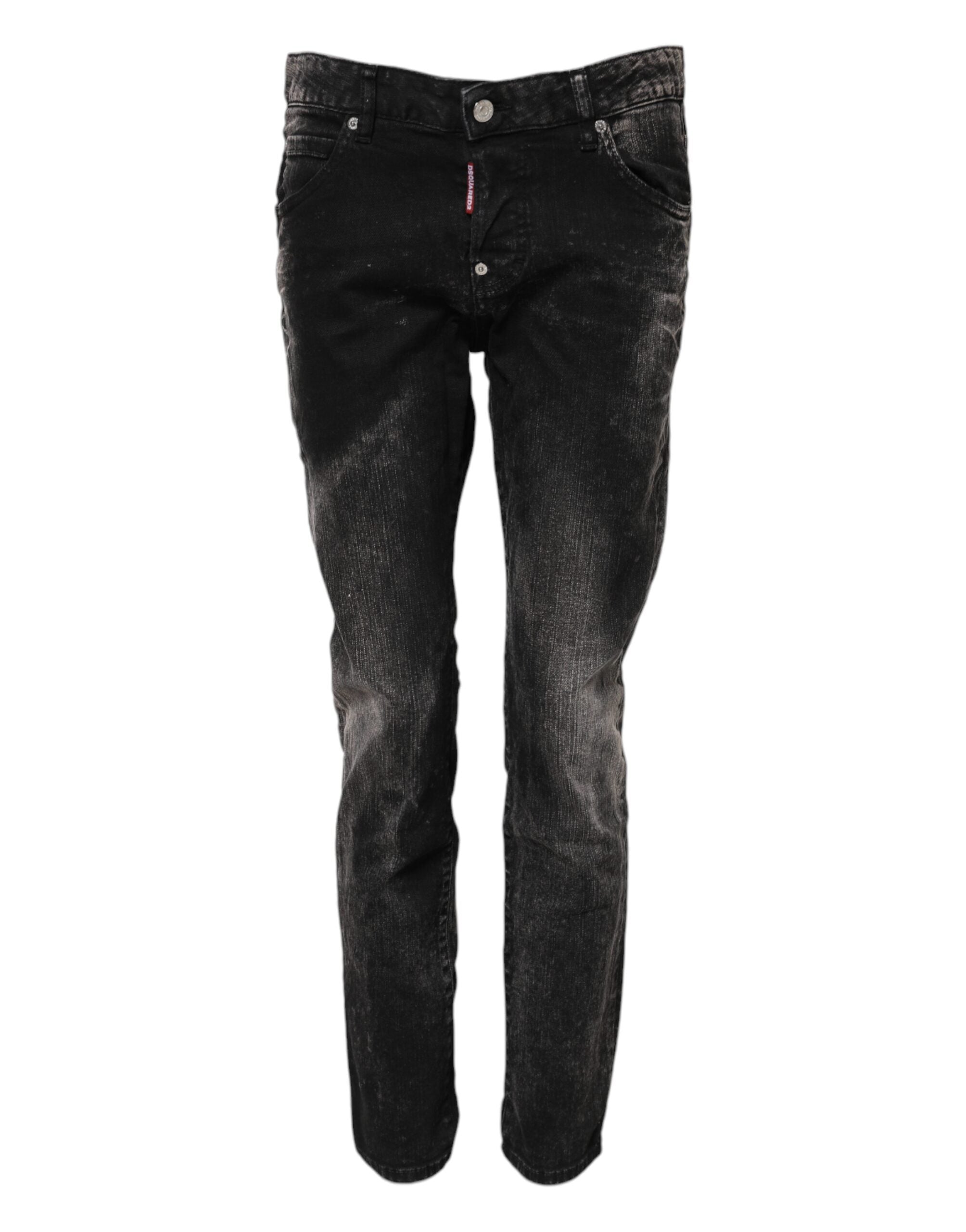 Dsquared² Black washed denim jeans with a mid-waisted, tapered leg-2