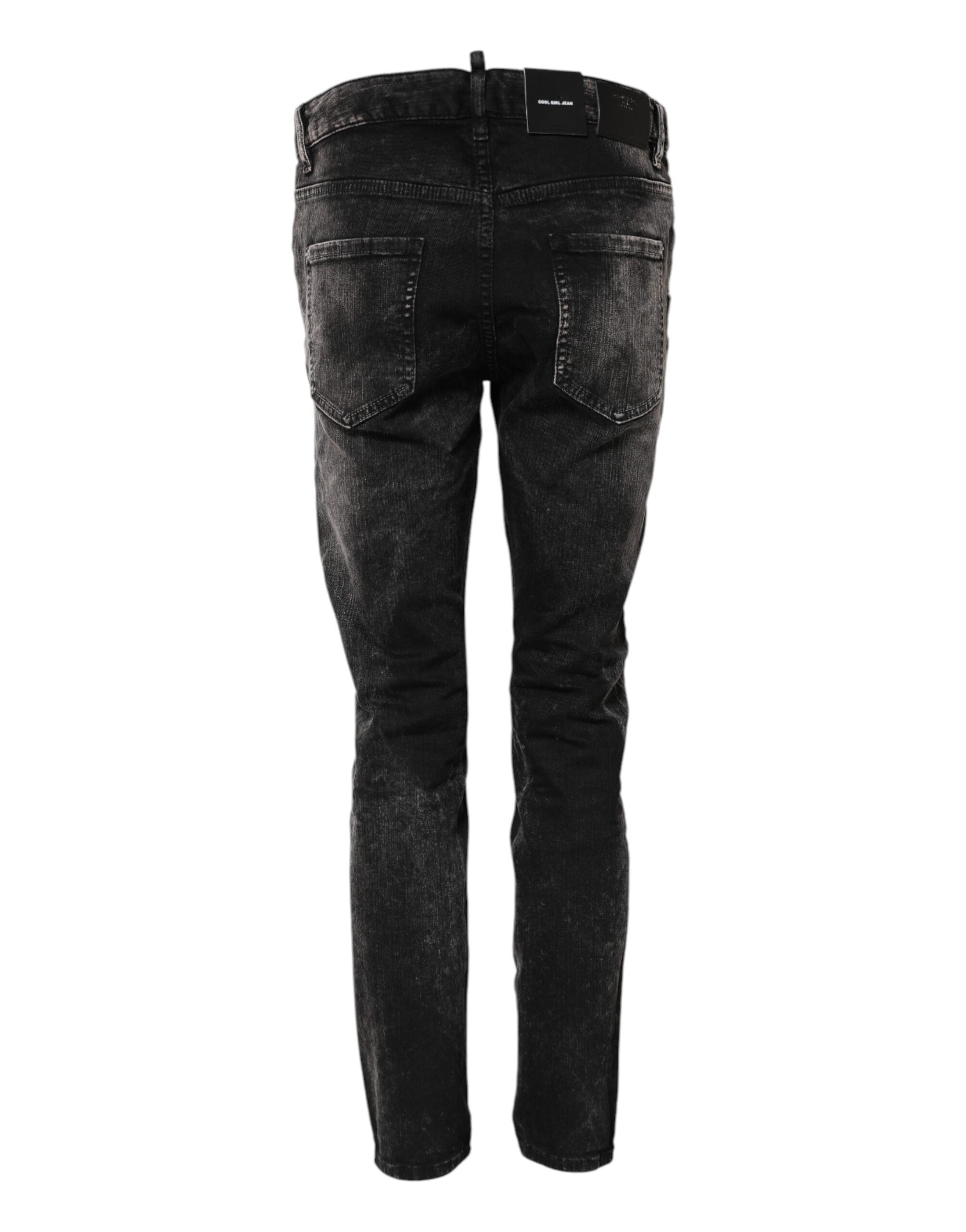 Dsquared² Black washed denim jeans with a mid-waisted, tapered leg-3
