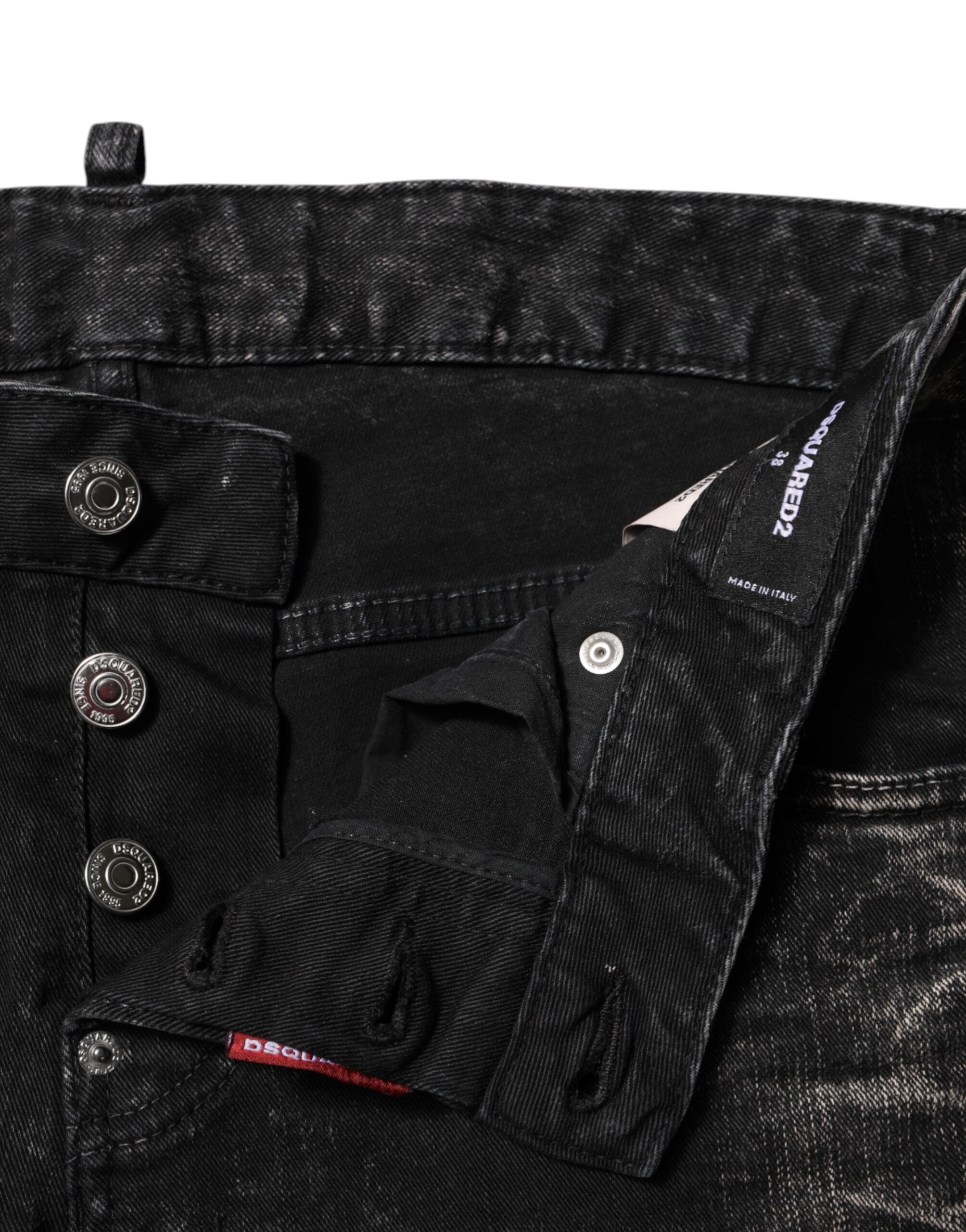 Dsquared² Black washed denim jeans with a mid-waisted, tapered leg-4