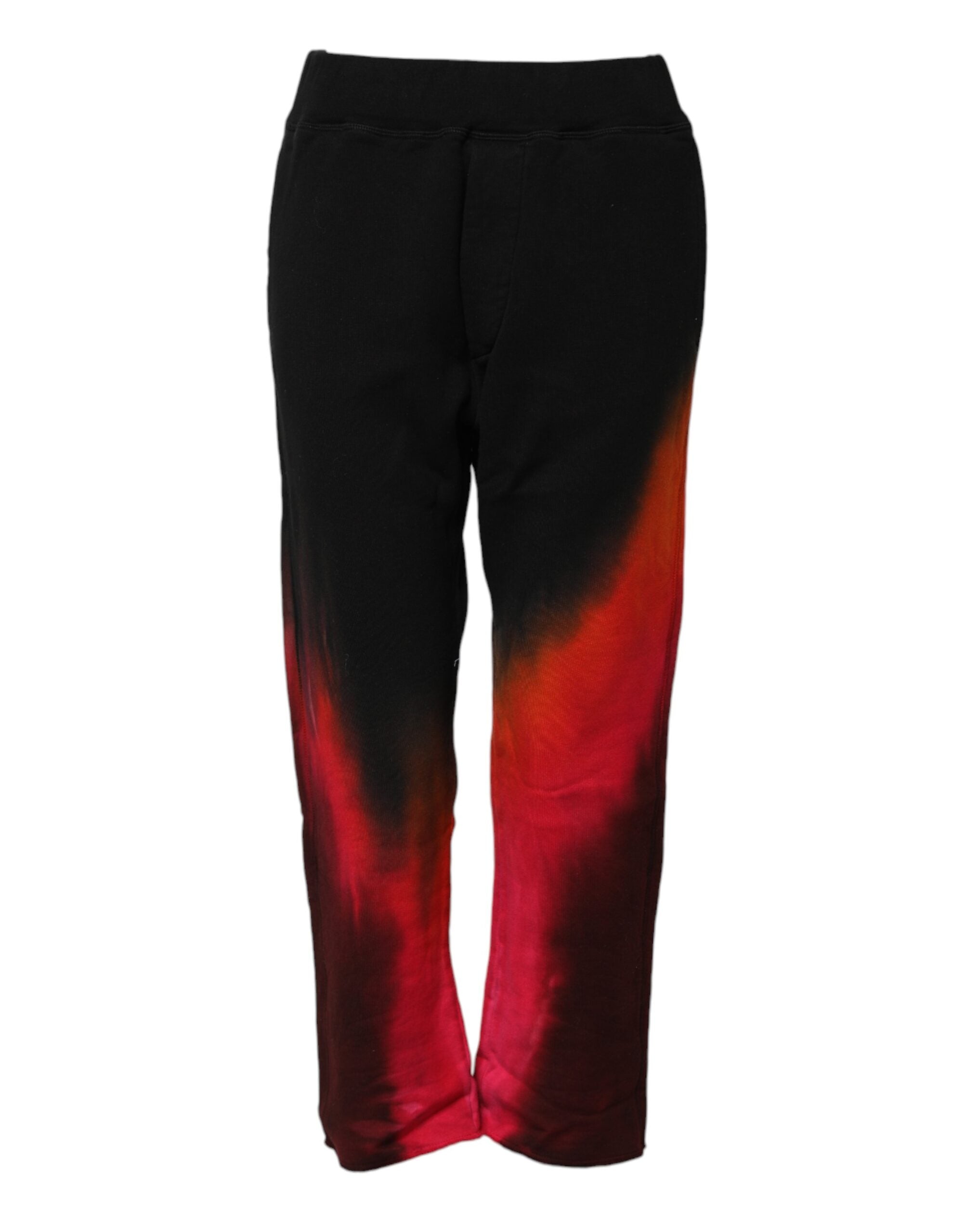 Dsquared² Black and Red Cotton Straight Fit Jogger Trousers