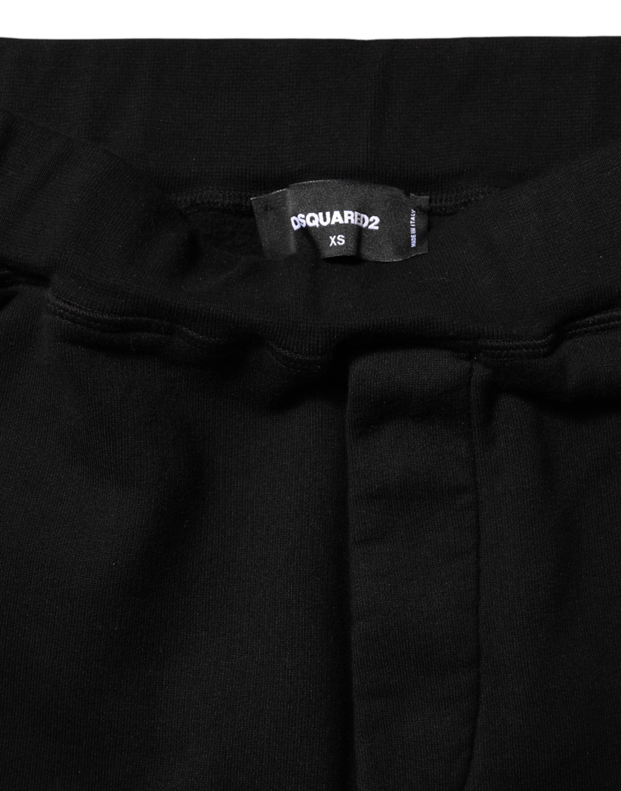 Dsquared² Schwarz-Rot Baumwolle Straight Fit Jogger Hose-4