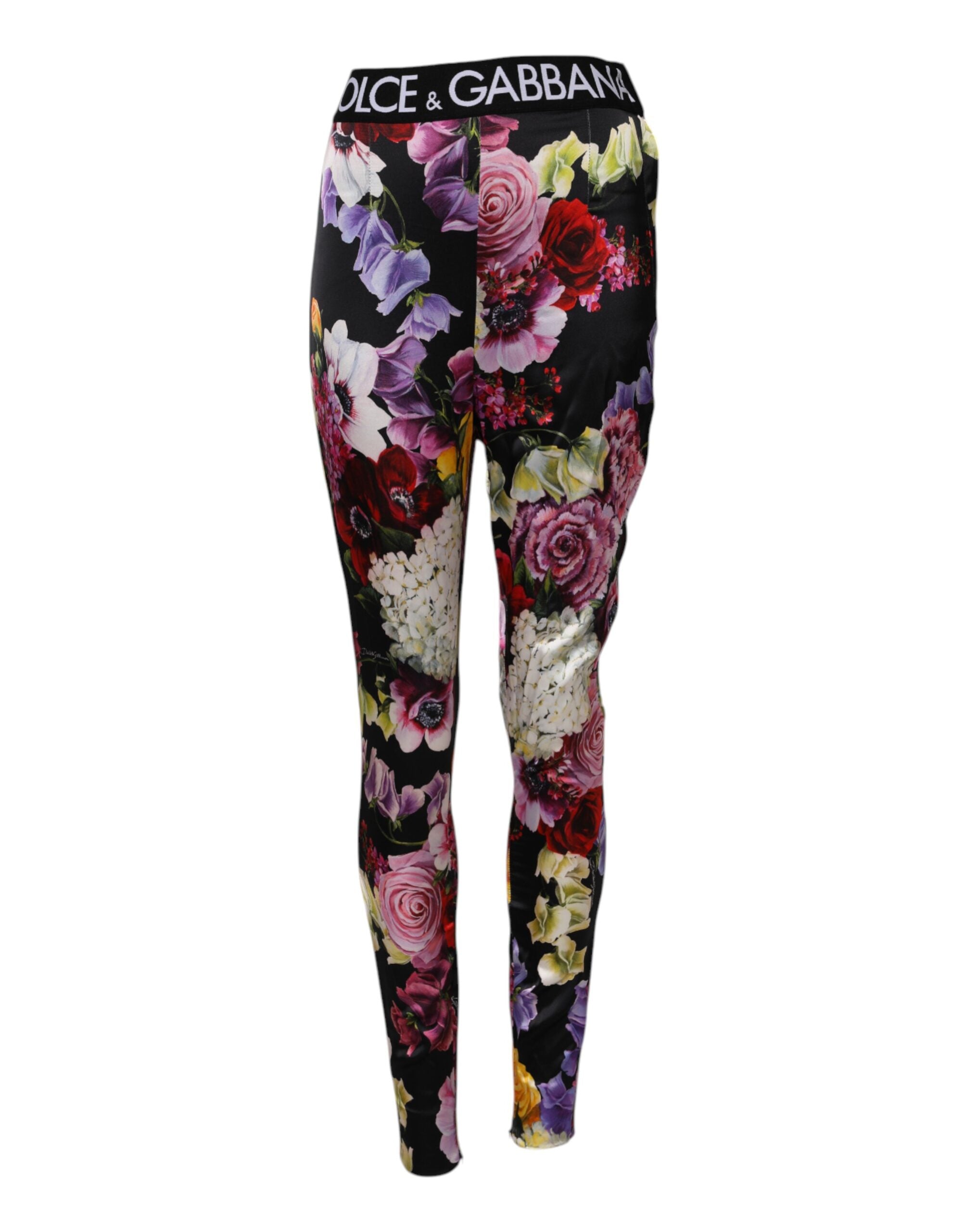 Dolce & Gabbana Multicolor Floral Legging Stretch Waist Pants-2