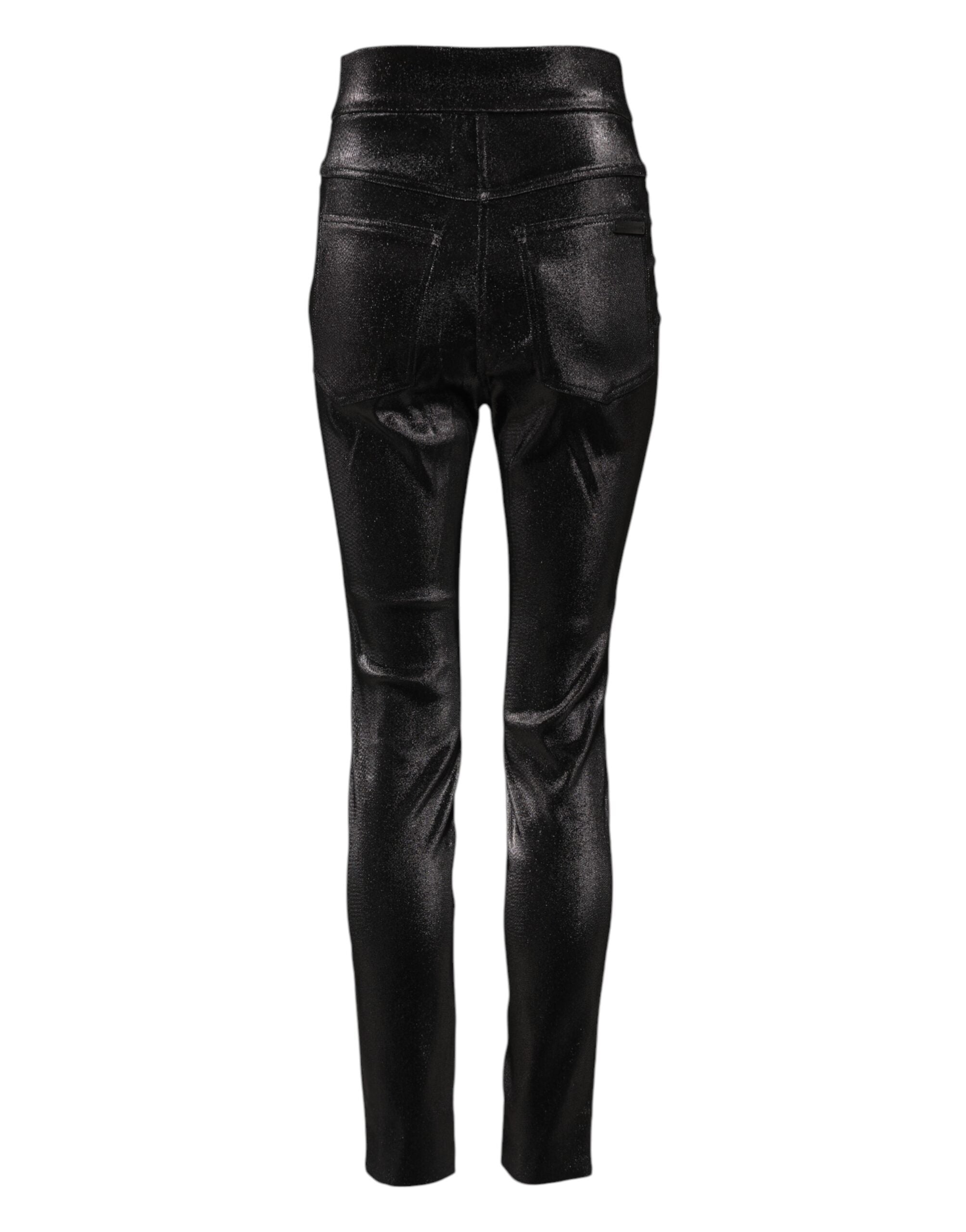 Dolce & Gabbana Black cotton stretch trousers with silver lurex thread-3