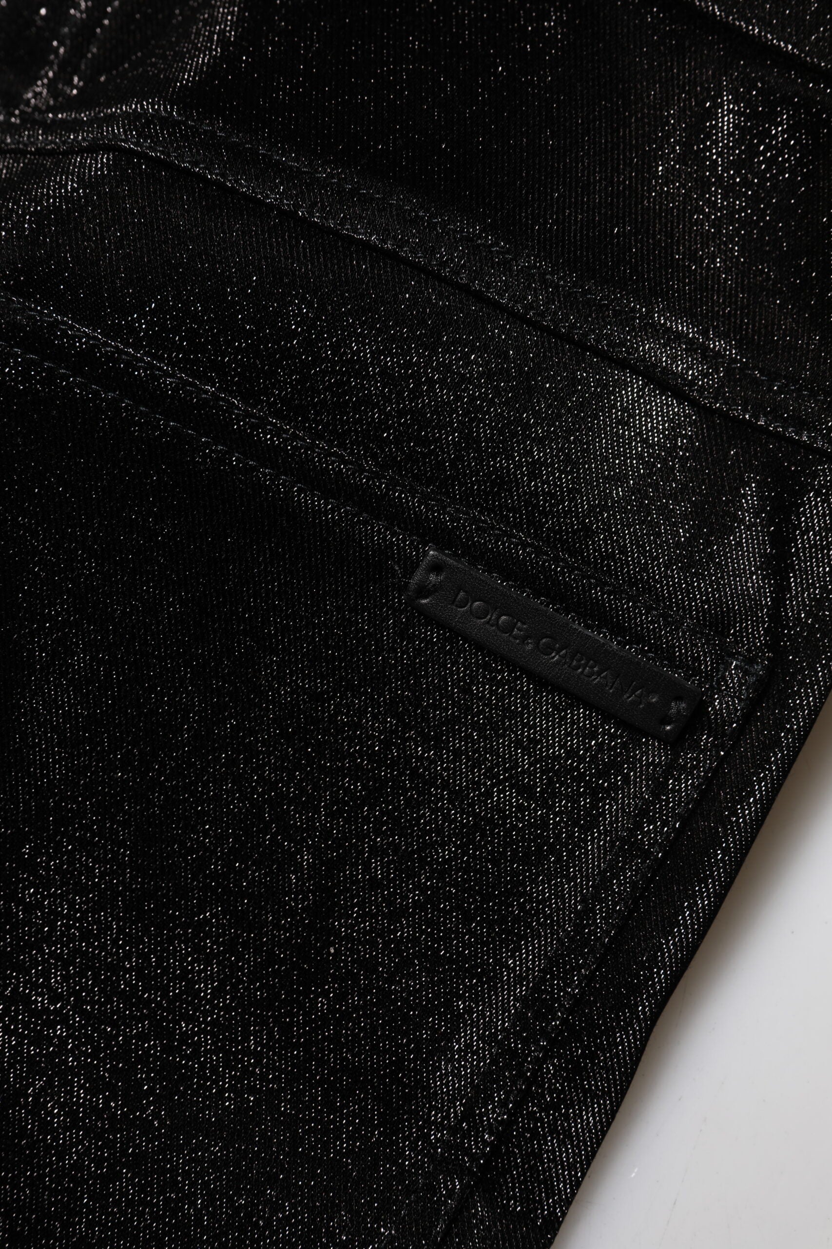 Dolce & Gabbana Black cotton stretch trousers with silver lurex thread-5