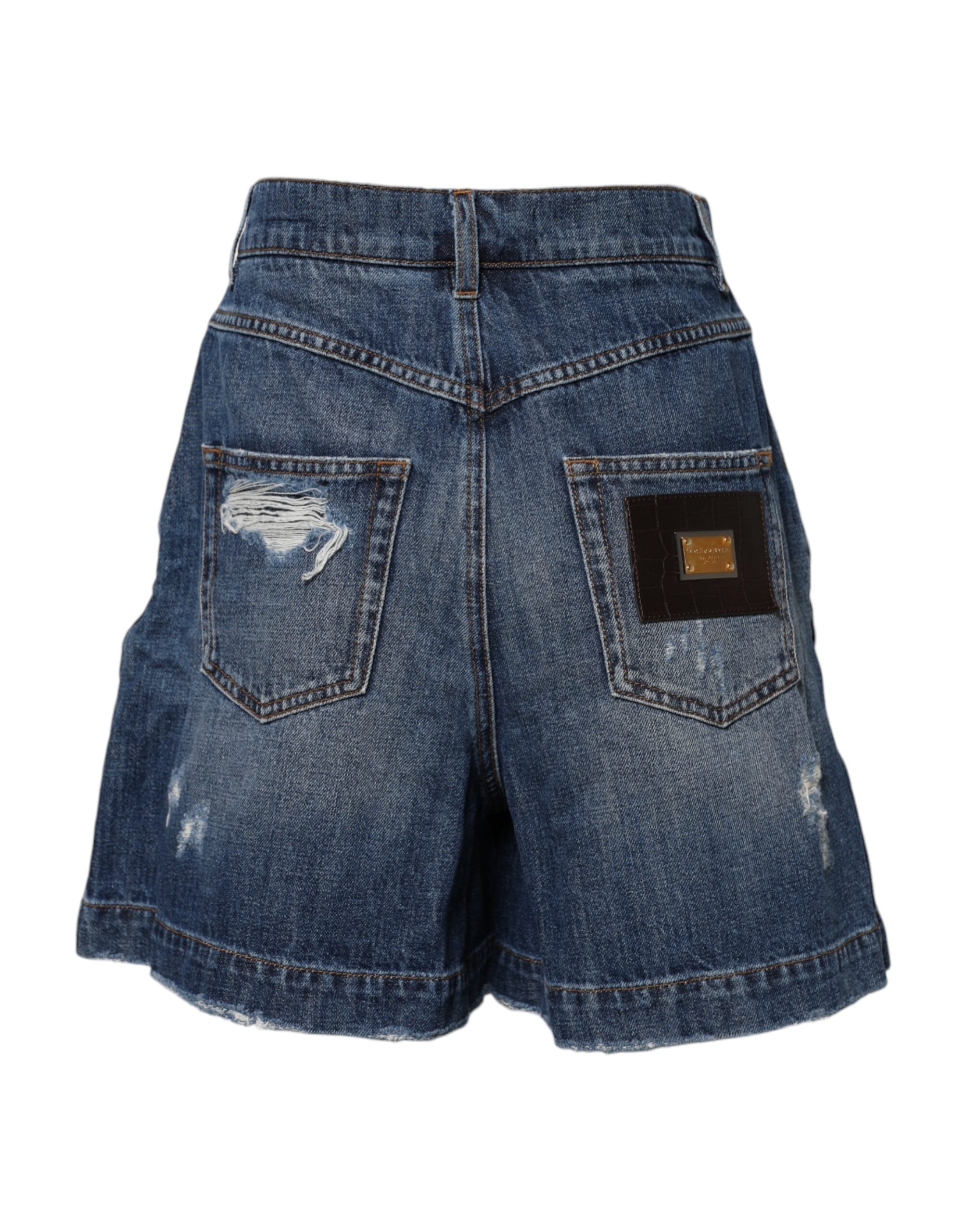 Dolce & Gabbana Bermuda shorts in distressed denim made of blue cotton-3