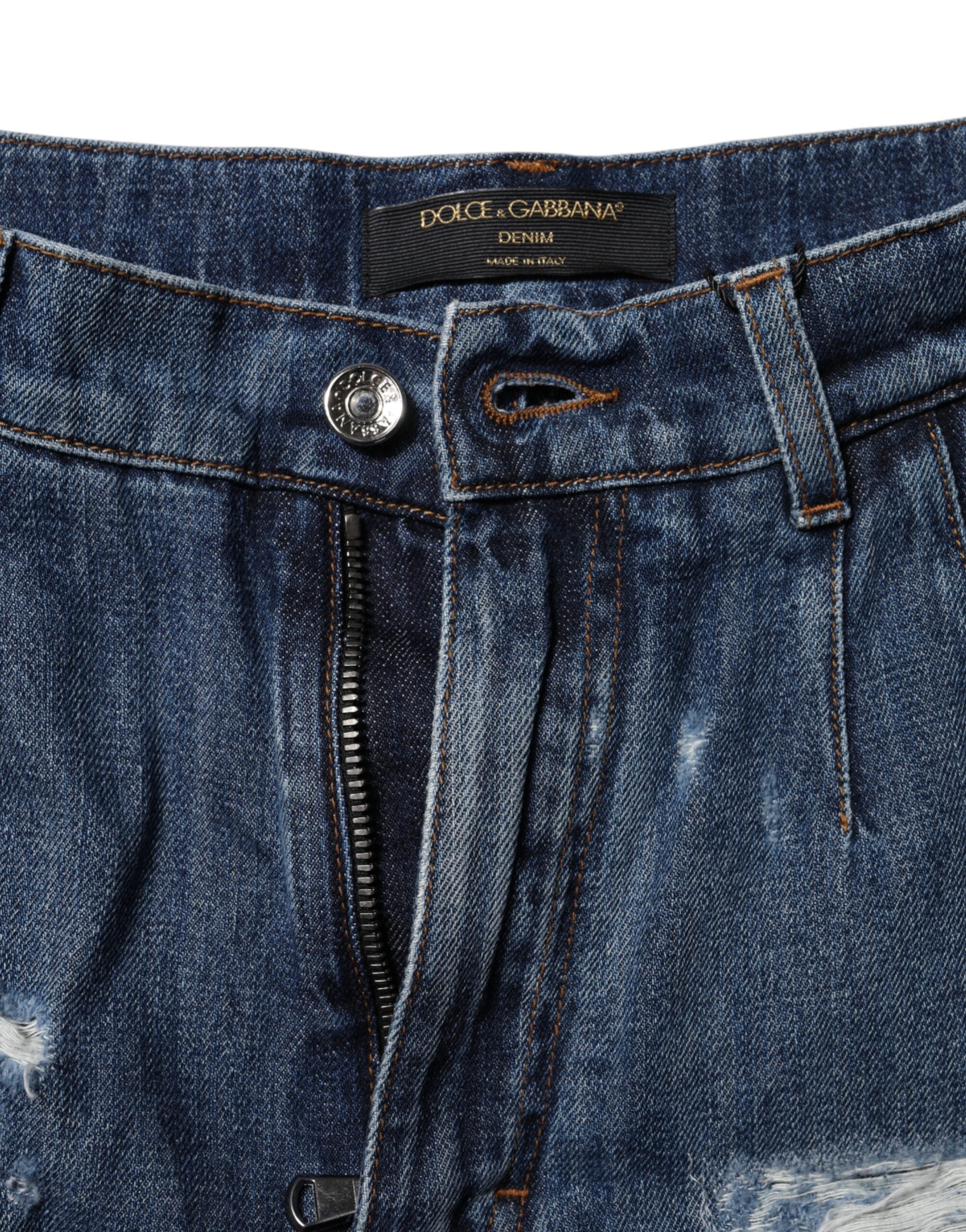 Dolce & Gabbana Bermuda shorts in distressed denim made of blue cotton-4