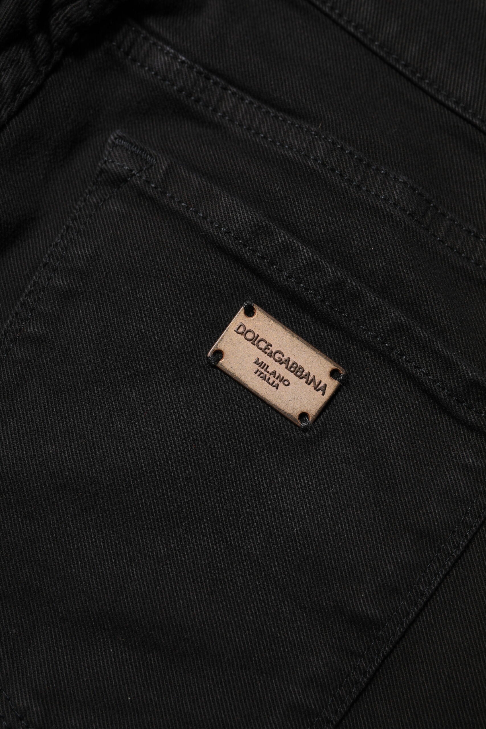 Vaqueros ajustados negros de Dolce & Gabbana en algodón con cintura media-5
