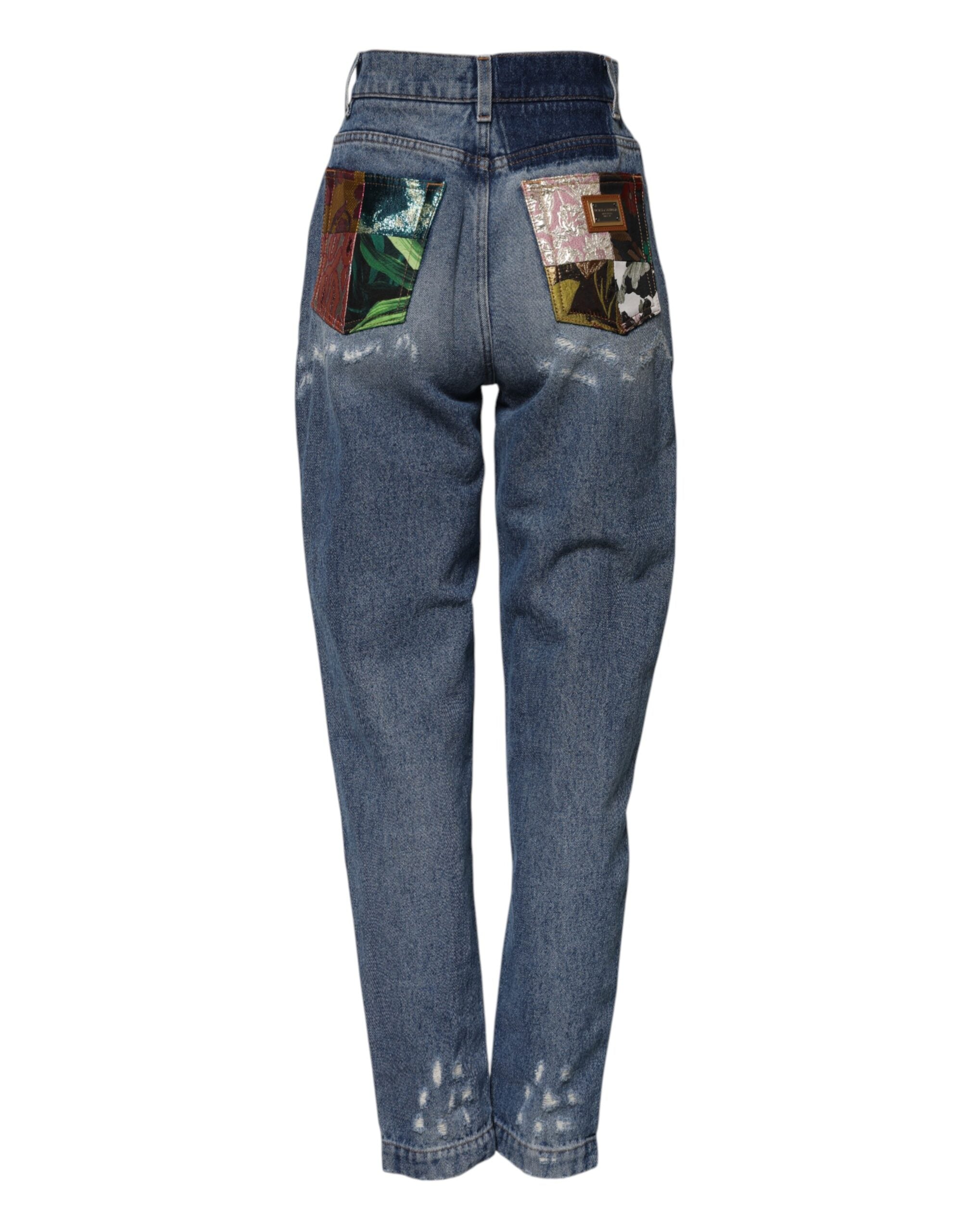 Vaqueros desgastados de cintura alta en azul de Dolce & Gabbana para mujer-3