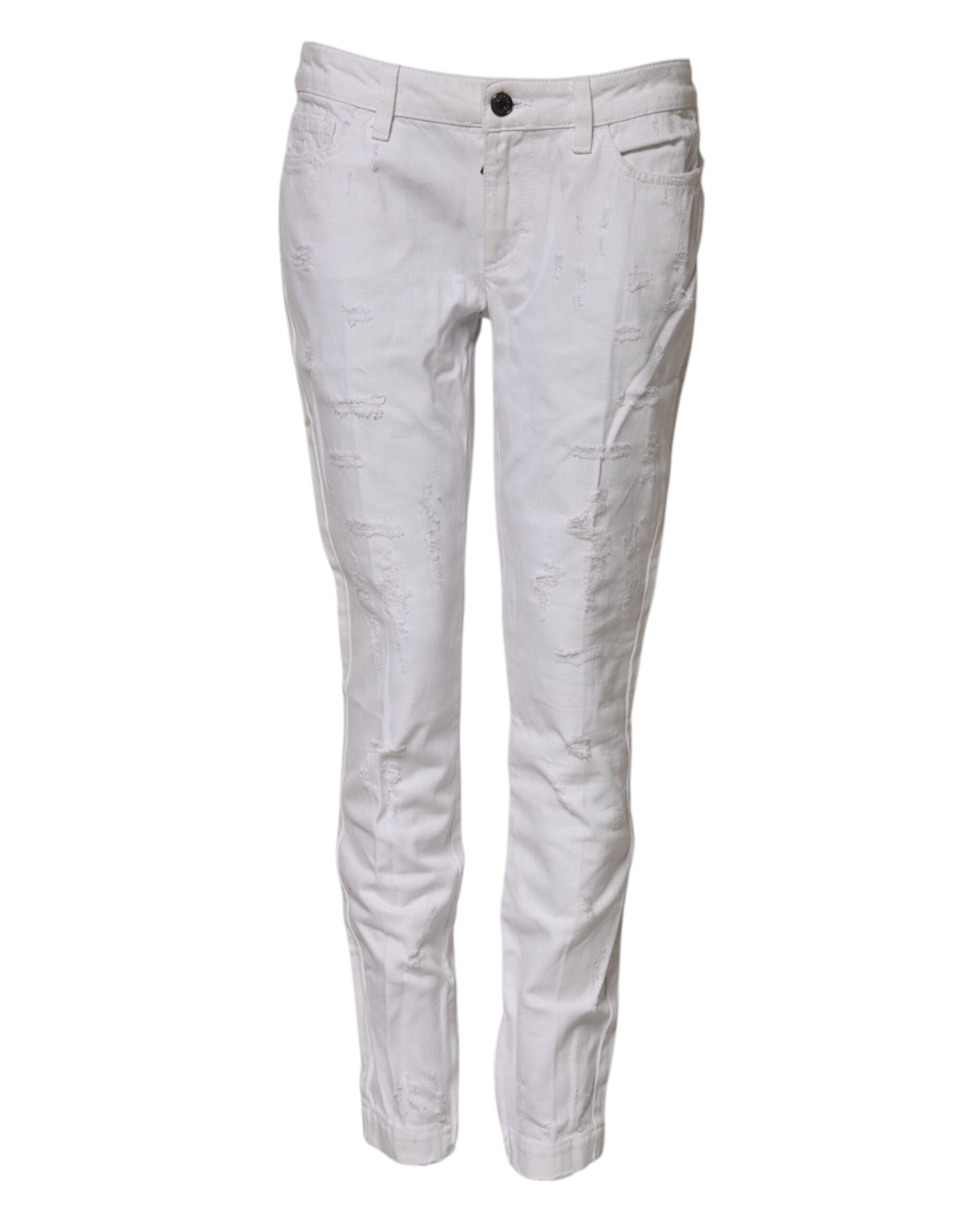 Dolce & Gabbana White Mid-Waisted Cotton Denim Jeans for Women-2