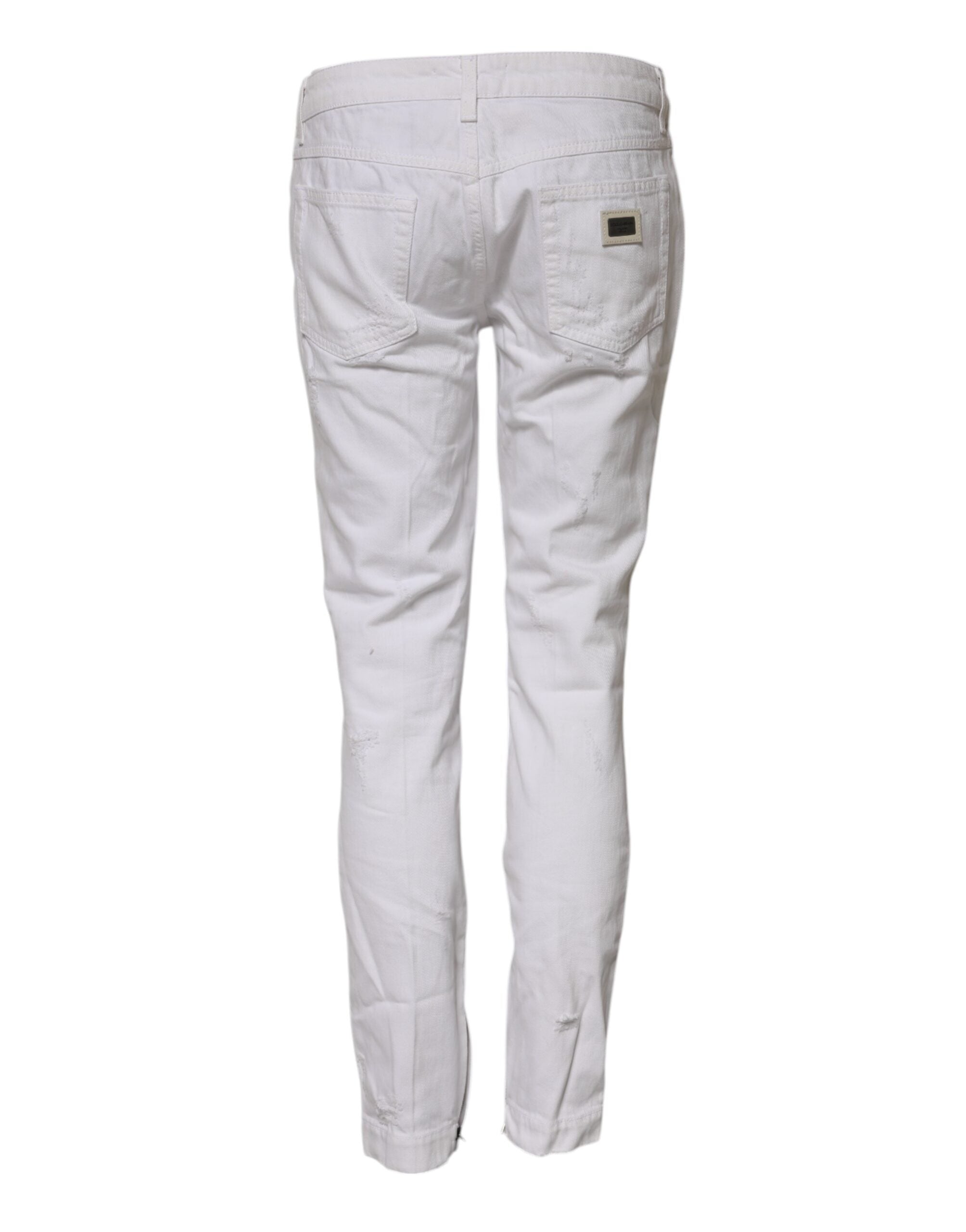 Dolce & Gabbana White Mid-Waisted Cotton Denim Jeans for Women-3