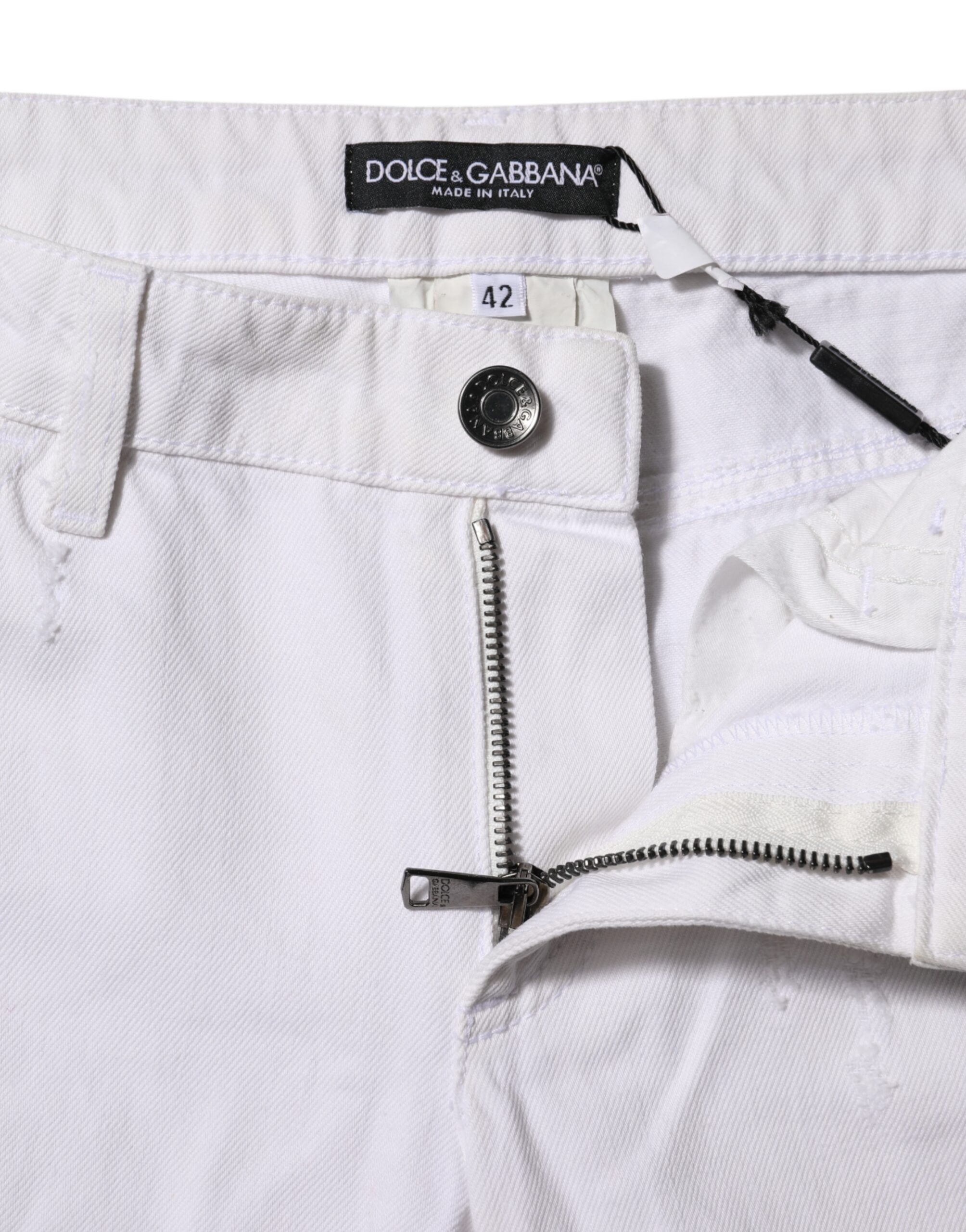 Dolce & Gabbana White Mid-Waisted Cotton Denim Jeans for Women-4