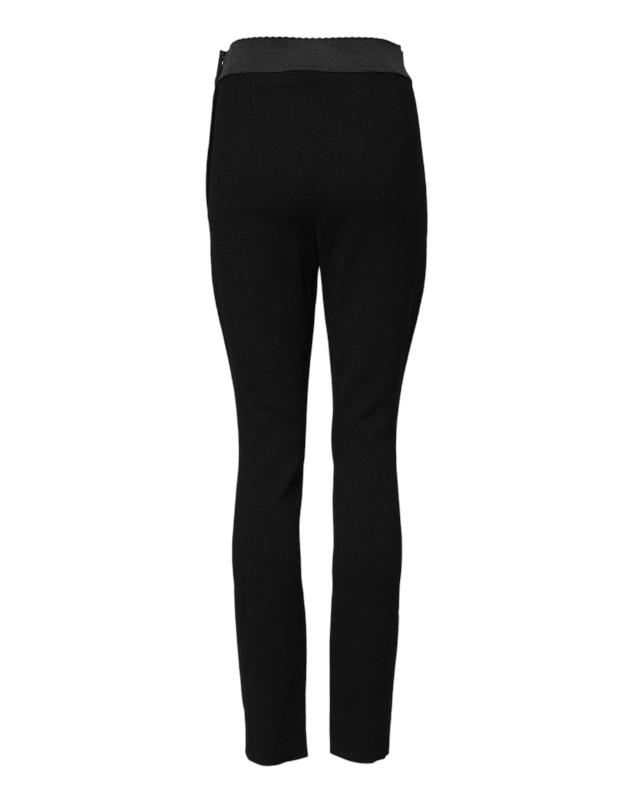 Dolce & Gabbana Black Wool Leggings Stretch Trousers-3