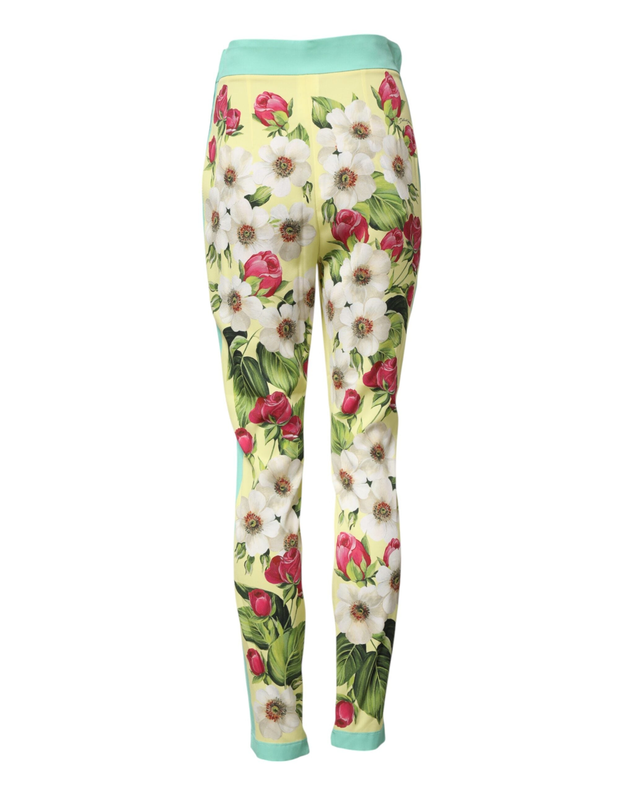Dolce & Gabbana Gelbe Seidenblumen-Leggings-Hose-3