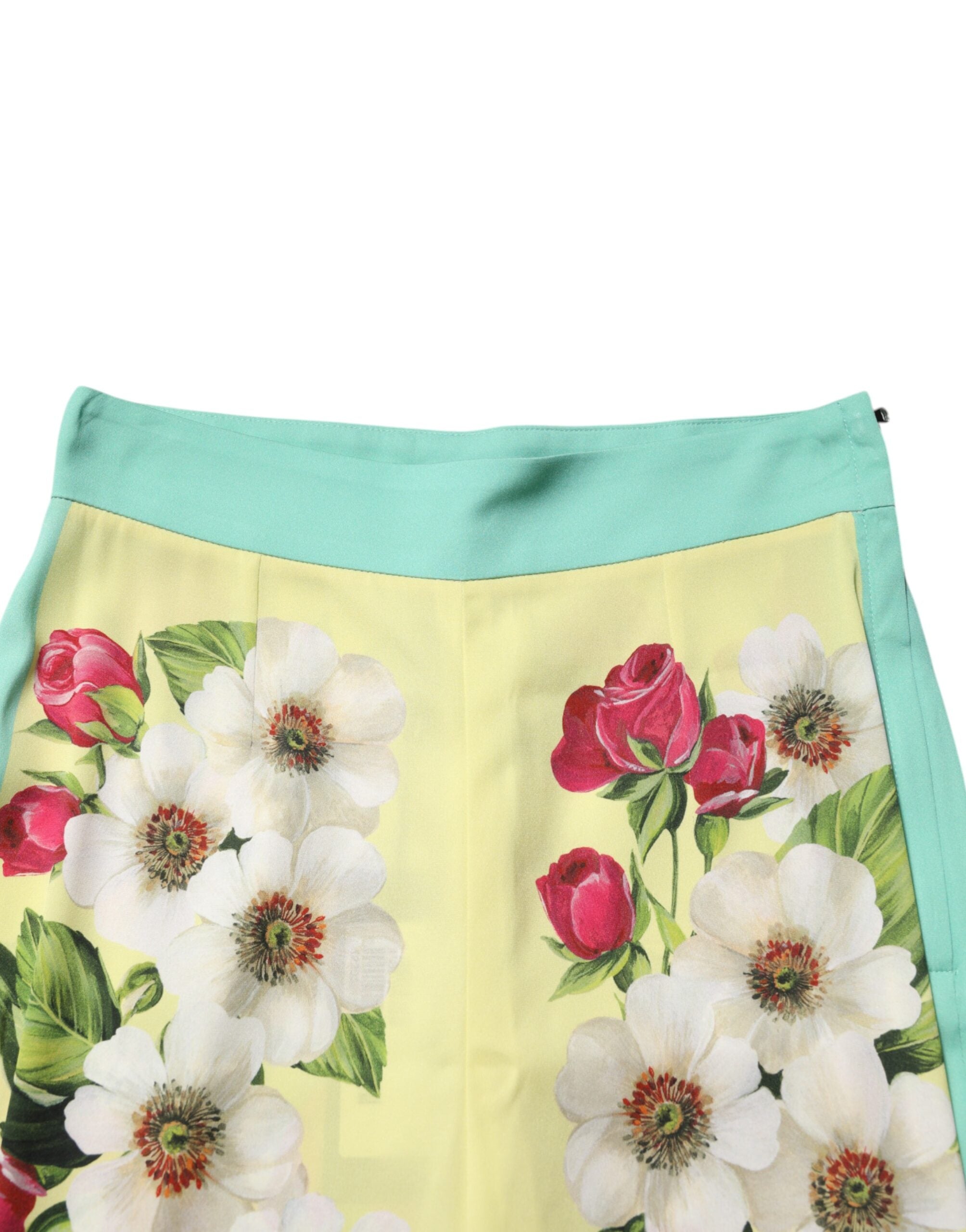 Dolce & Gabbana Gelbe Seidenblumen-Leggings-Hose-4