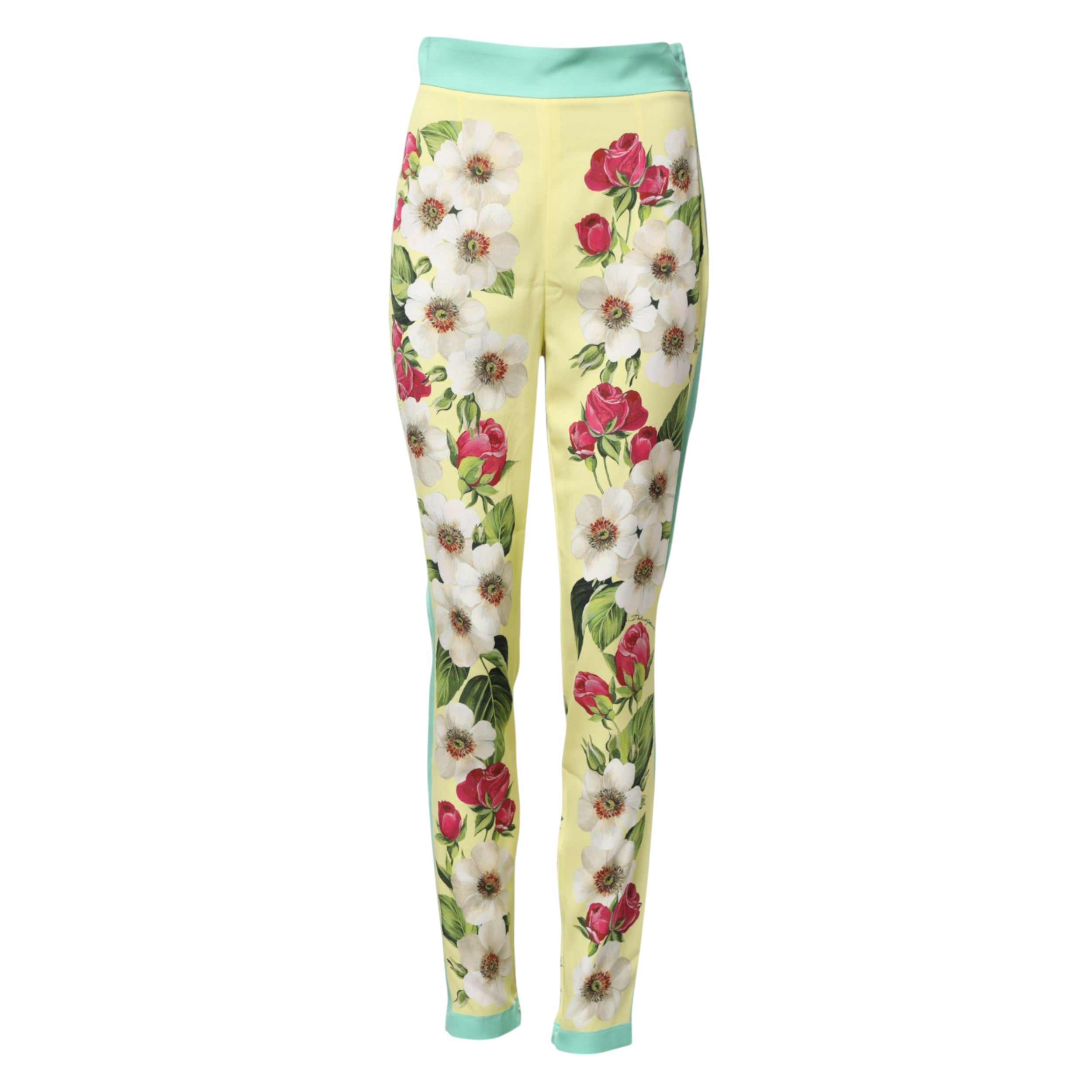 Dolce & Gabbana Gelbe Seidenblumen-Leggings-Hose-5