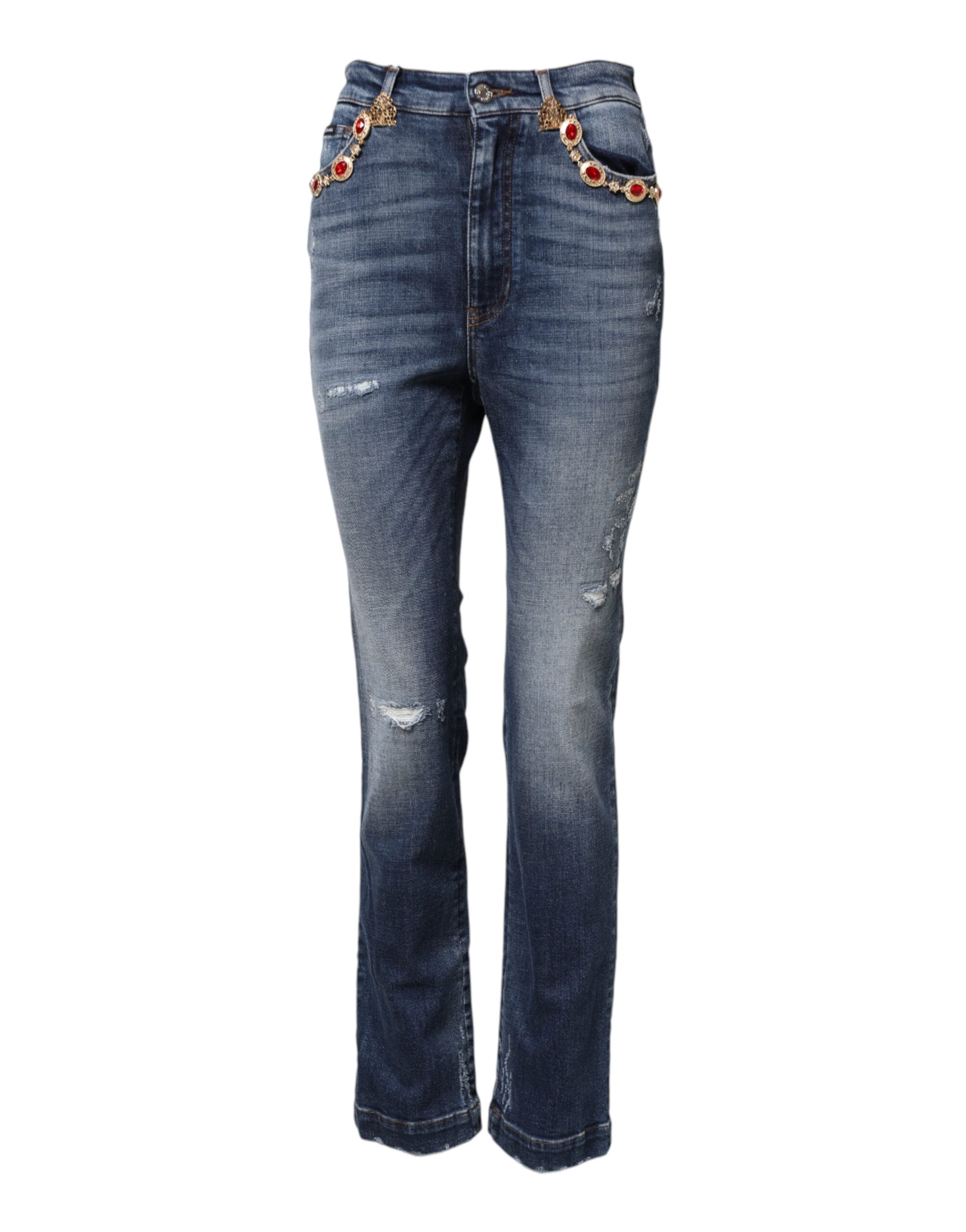 Dolce & Gabbana blue denim jeans with rhinestone embellishment-2