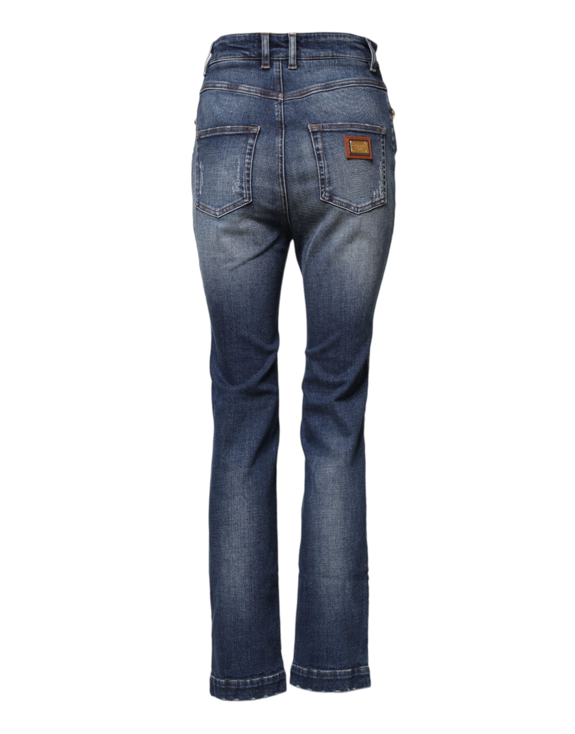 Dolce & Gabbana blue denim jeans with rhinestone embellishment-3