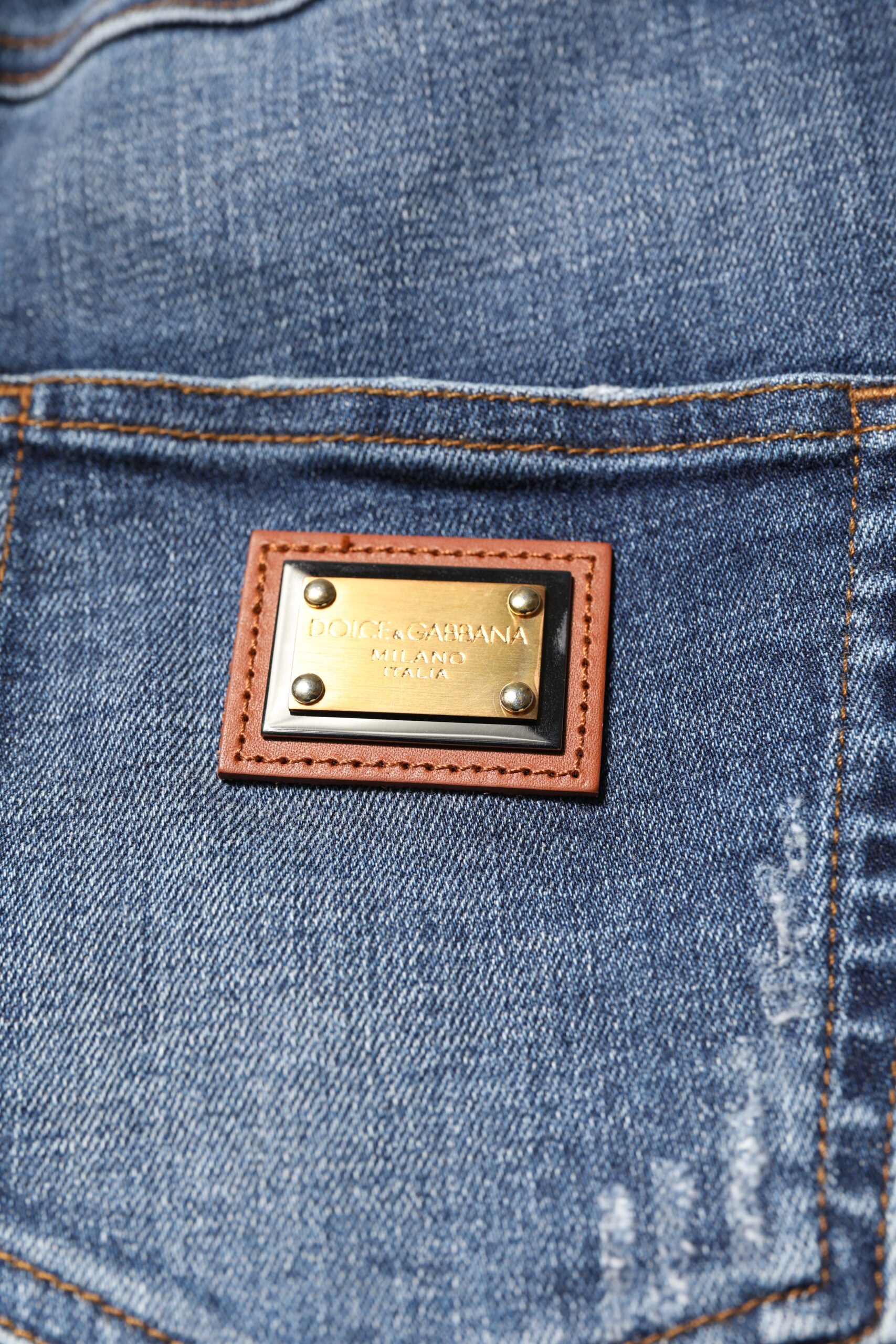 Dolce & Gabbana blue denim jeans with rhinestone embellishment-6