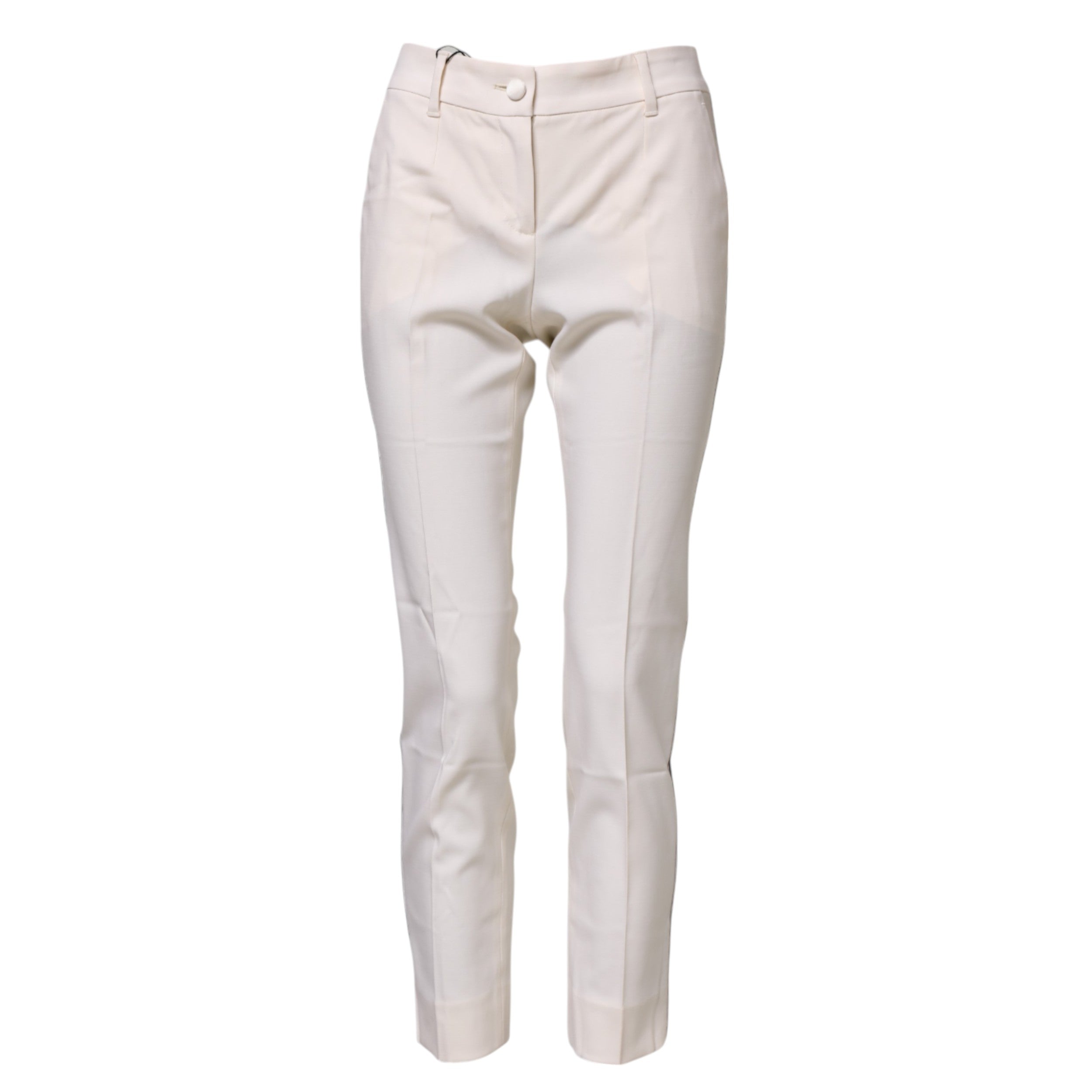 Dolce & Gabbana White tapered high-waisted wool trousers-5