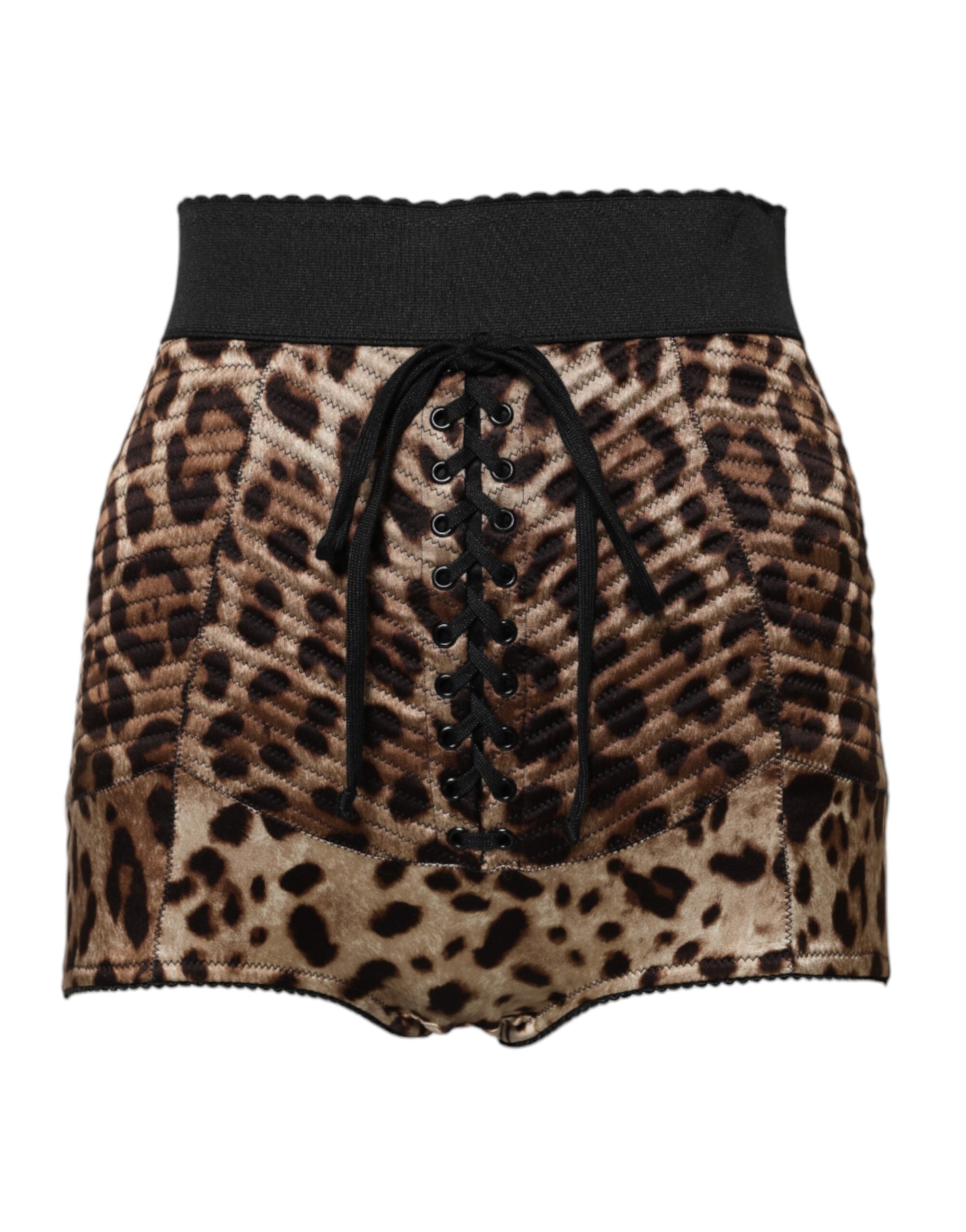 Dolce & Gabbana Brown Leopard High Waist Hot Pants Shorts-1