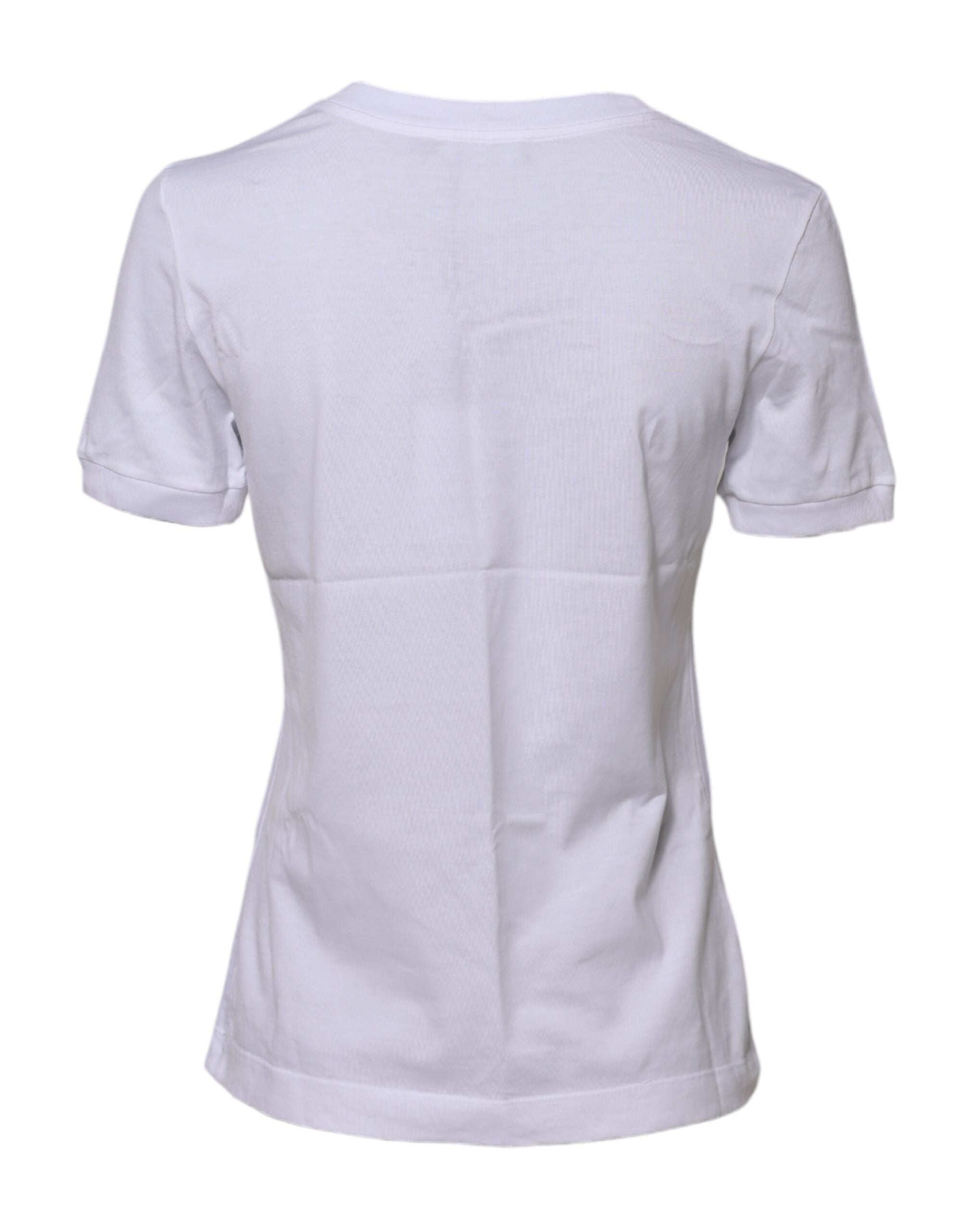 Dolce & Gabbana white cotton T-shirt with round neck and short sleeves-3