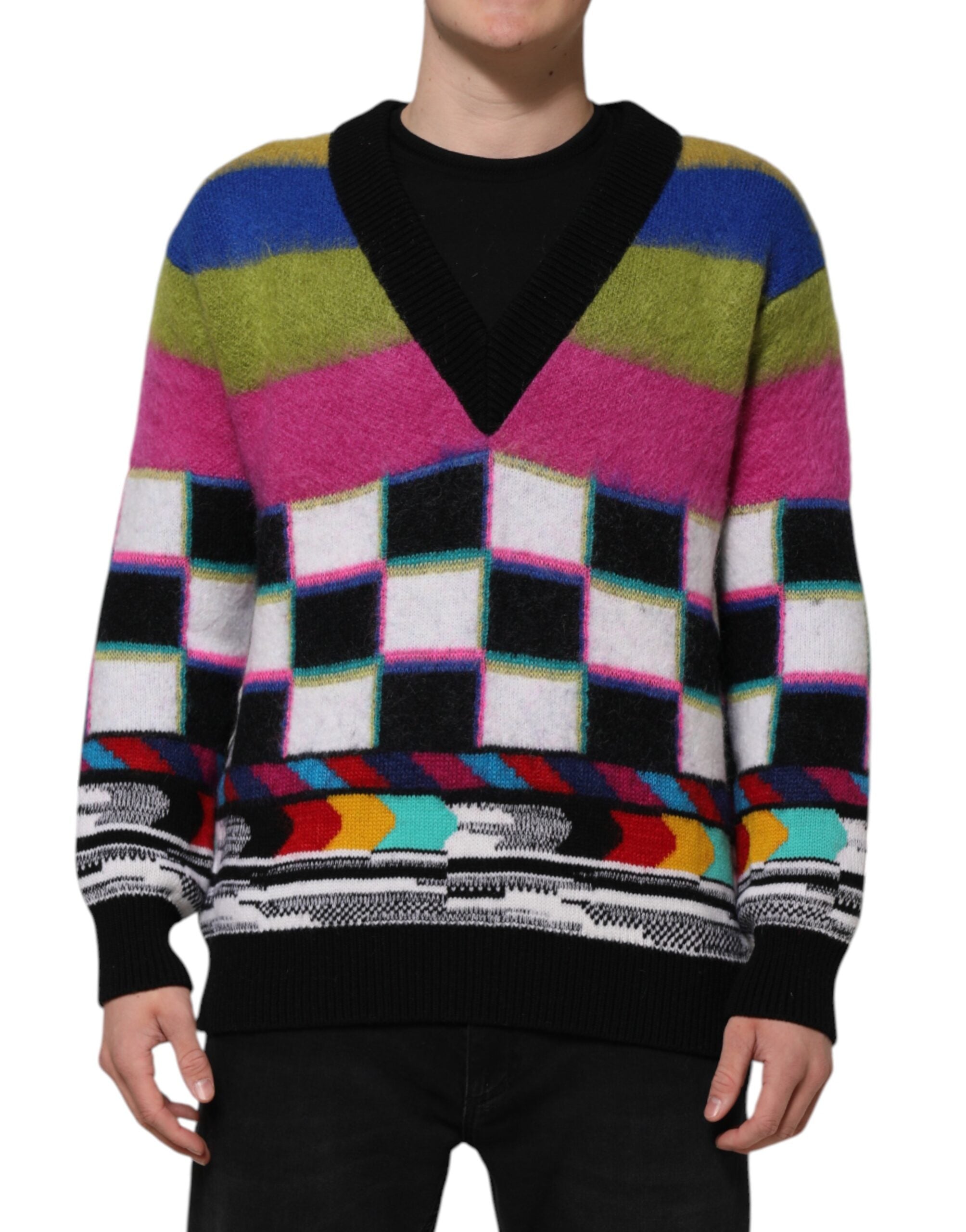 Dolce & Gabbana Multicolor Glitch Design Pullover Pullover-2