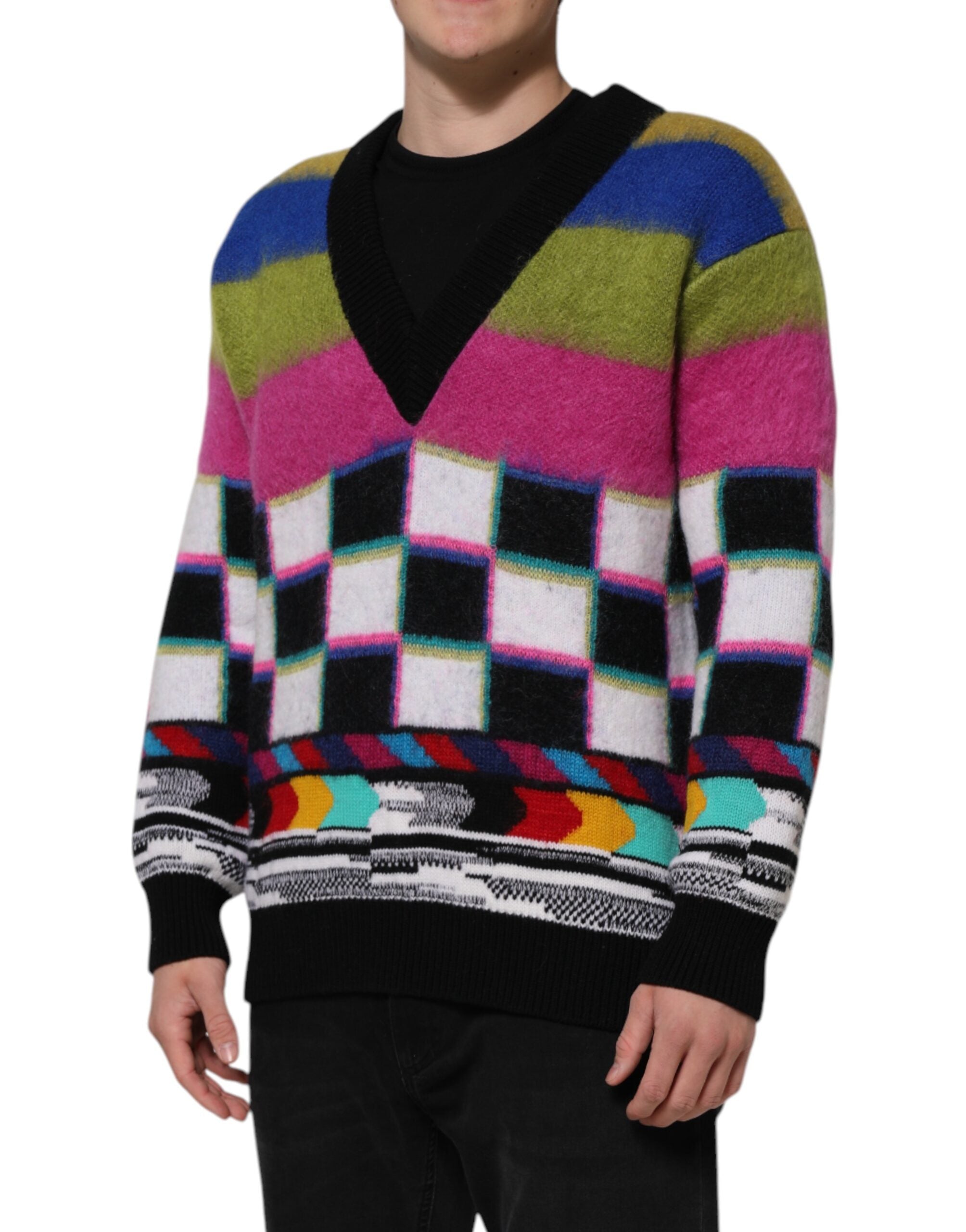 Dolce & Gabbana Multicolor Glitch Design Pullover Pullover-3